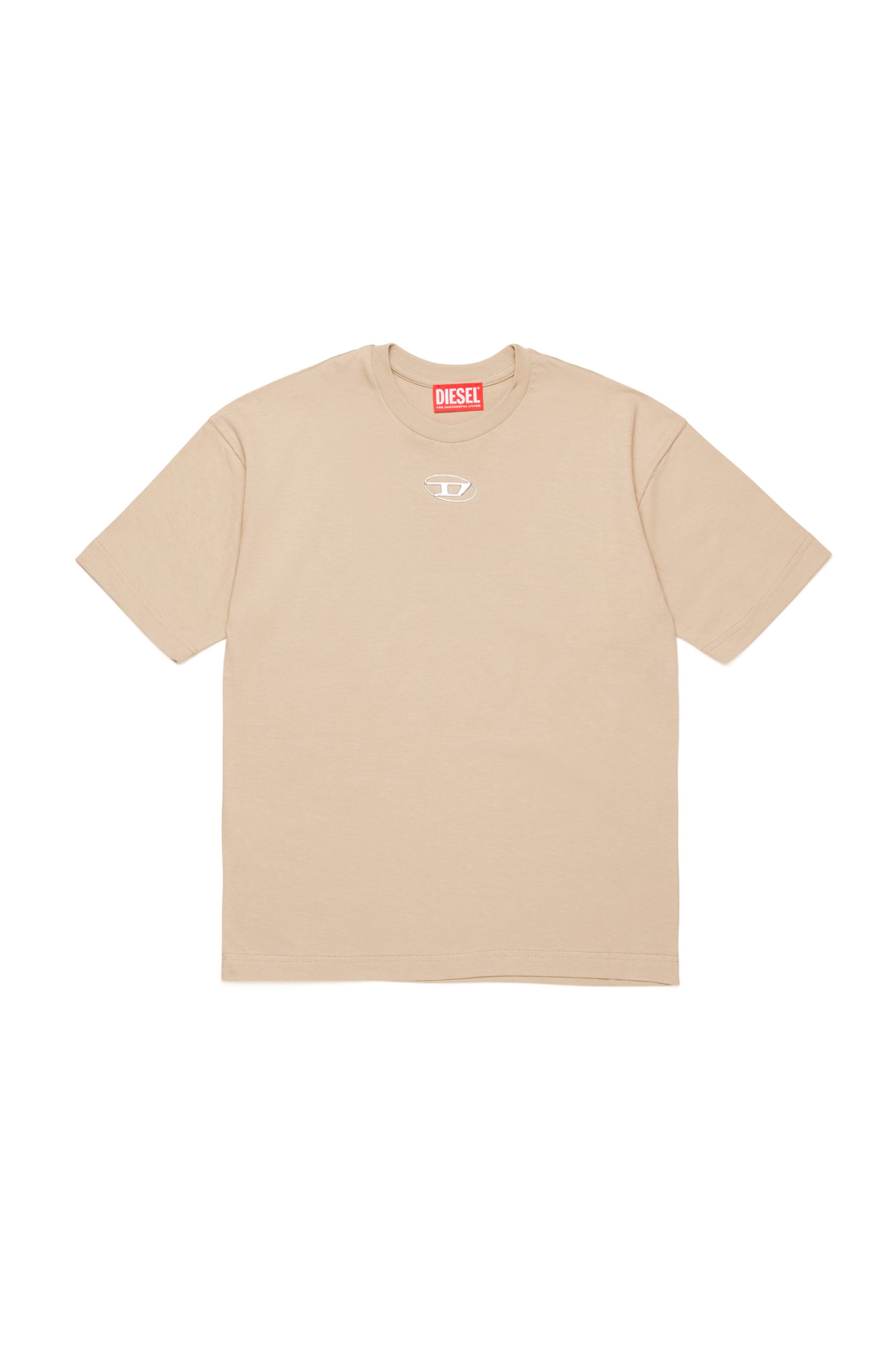 Diesel - TMARCUS OVER, Man's T-shirt with metallic Oval D in Light Brown - 1