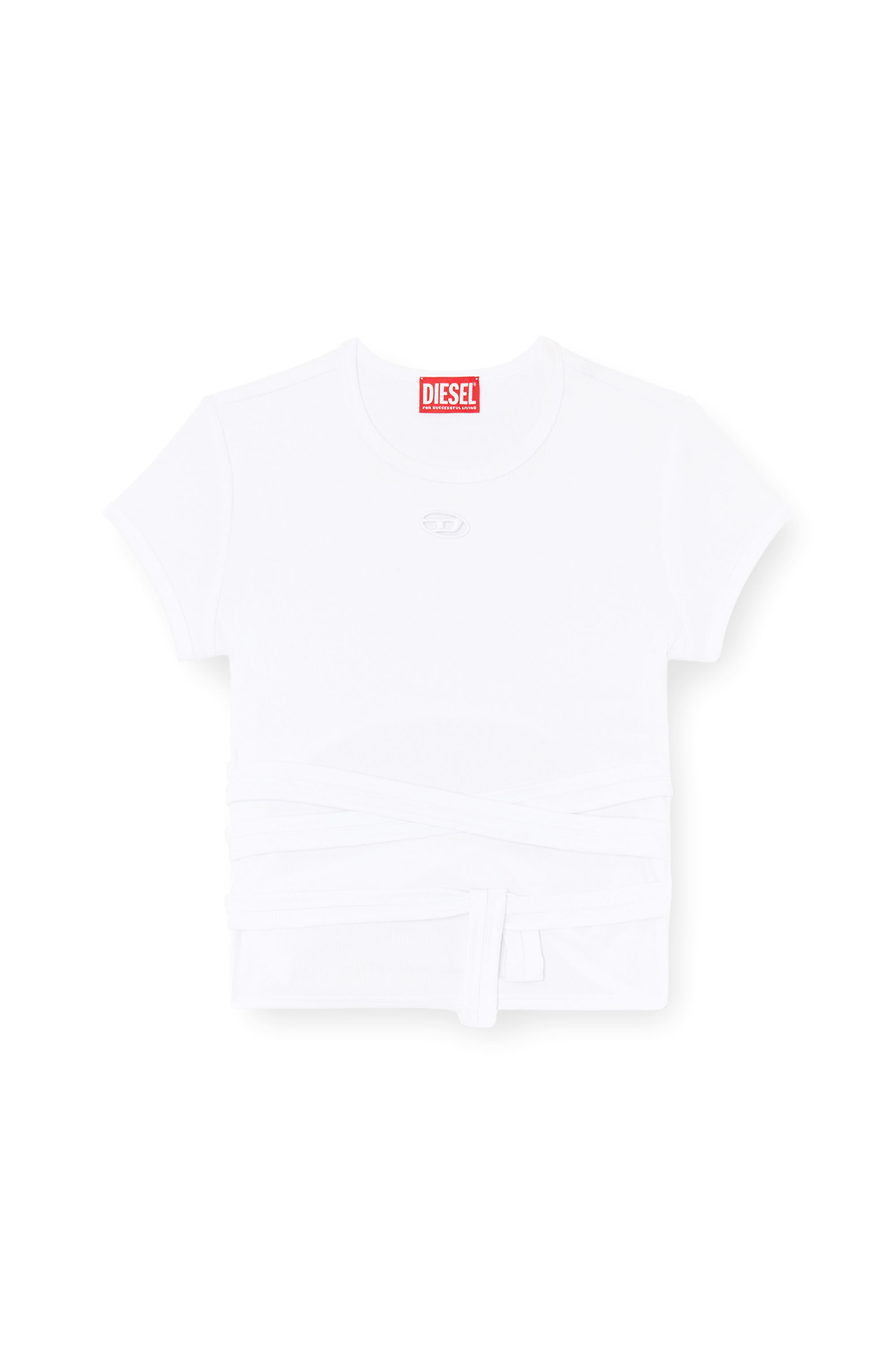 Diesel - T-BUNNY-TAIL-S1, Woman's Ribbed top with wrap-around laces in White - 3