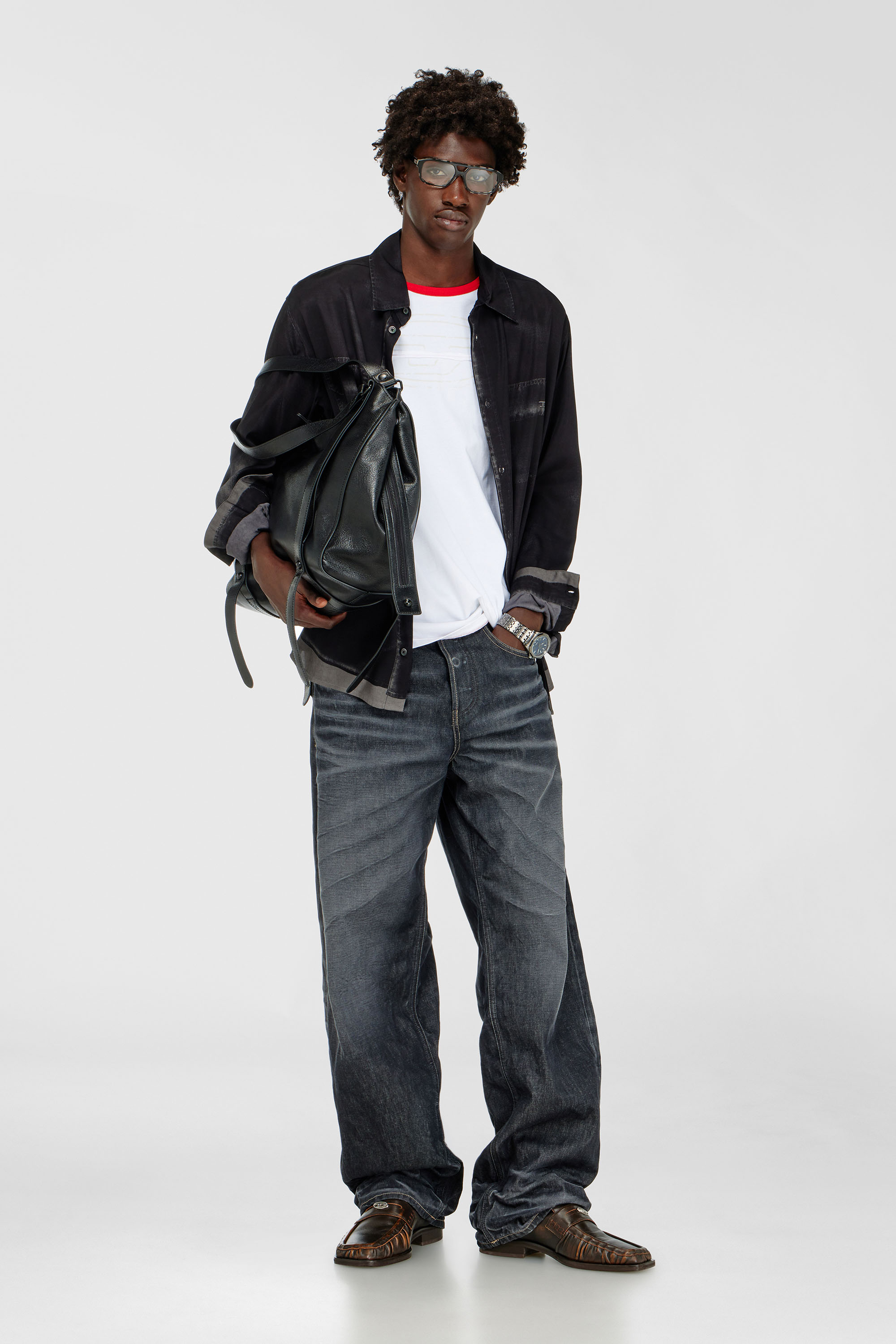 Diesel - T-ADJUST-CUT-OD, Man's T-shirt with sectioned Oval D in White - 1