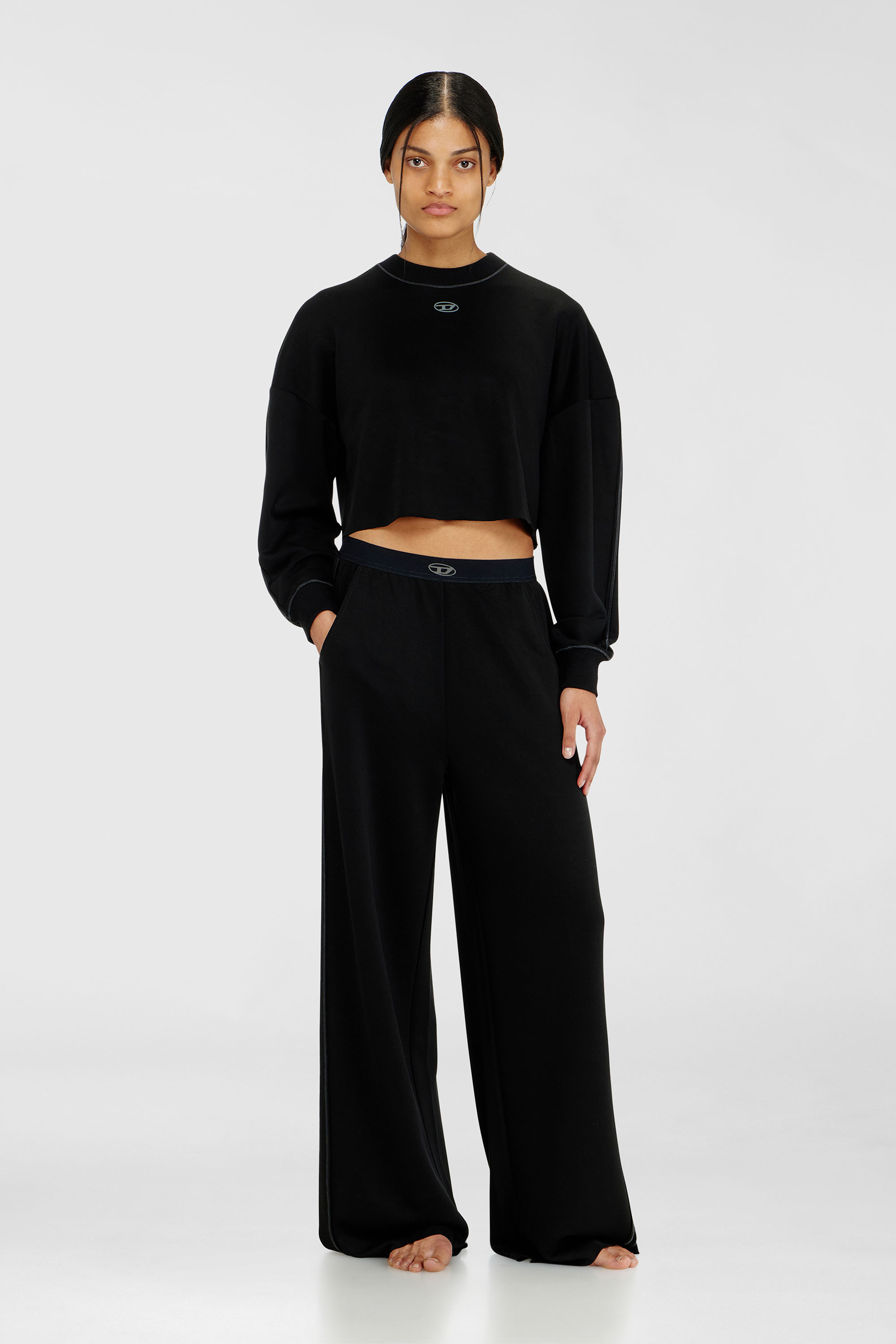 Diesel - ALYSA-UTLT, Woman's Track pants in light stretch scuba in Black - 1