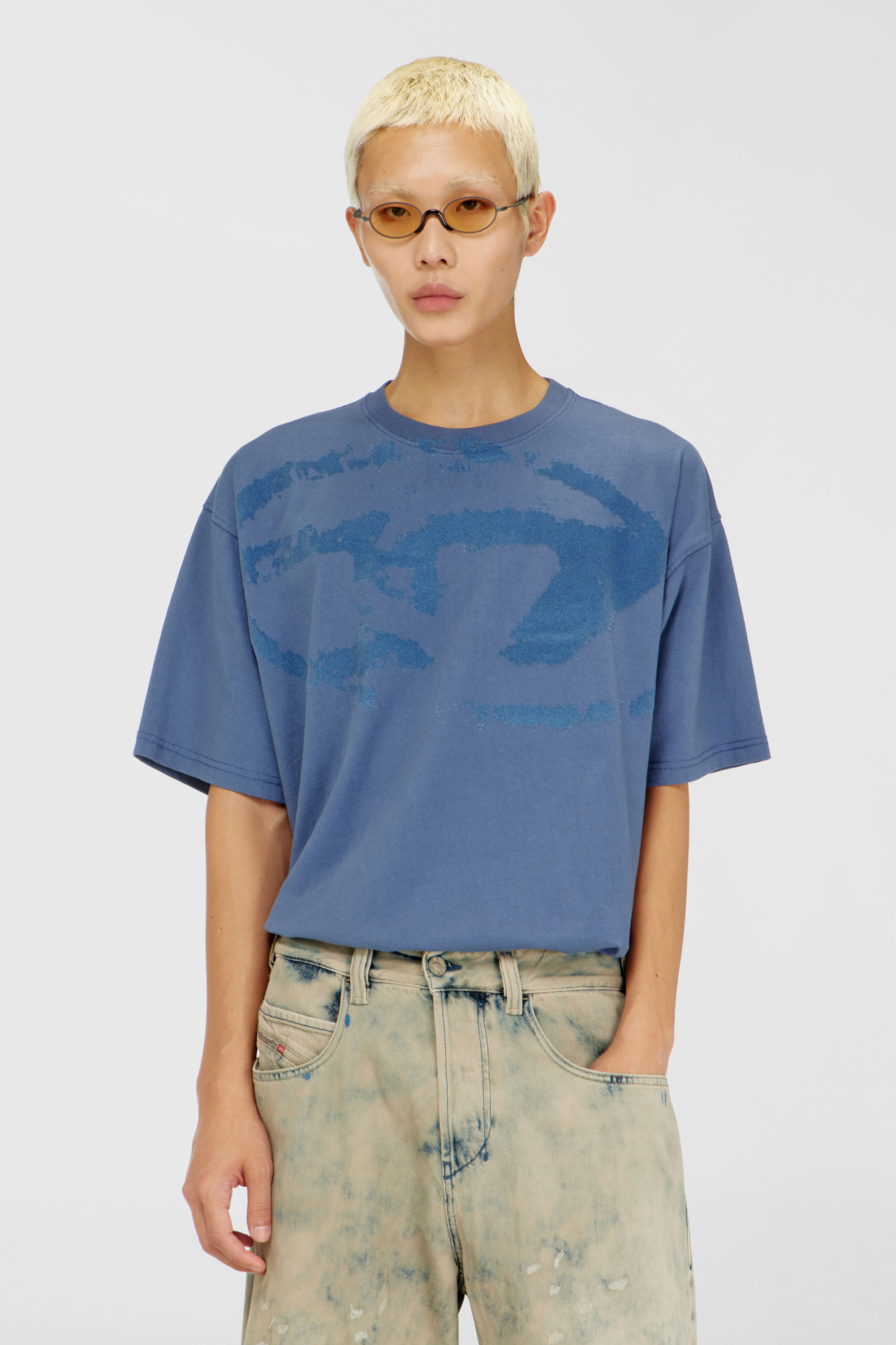 Diesel - T-BOXT-N14, Man's T-shirt with distressed flocked logo in null - 2