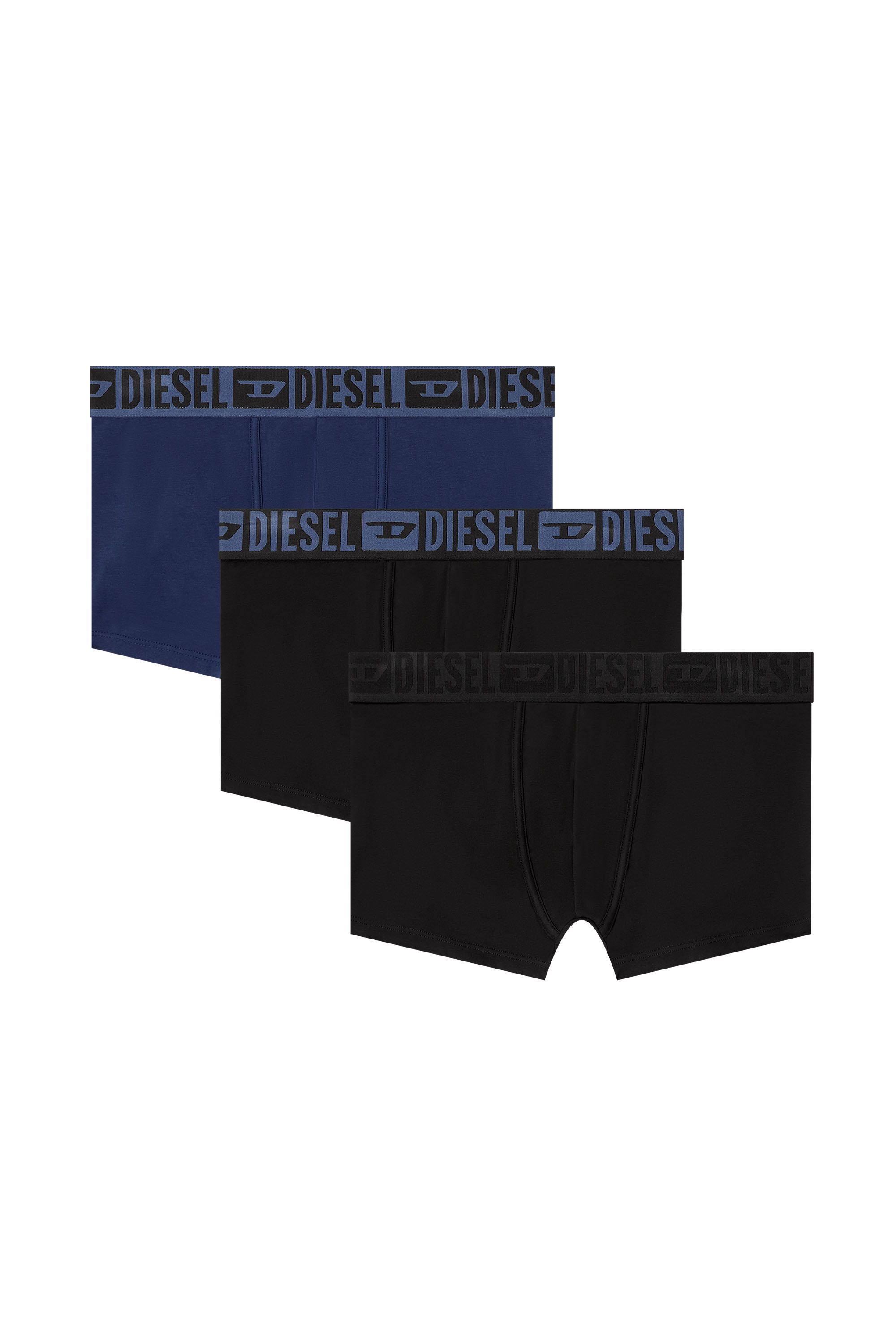 Diesel - MIKE-D-CORE-3PACK, Man's 3-pack of stretch cotton boxers with tonal waistband in Blue/Black - 1