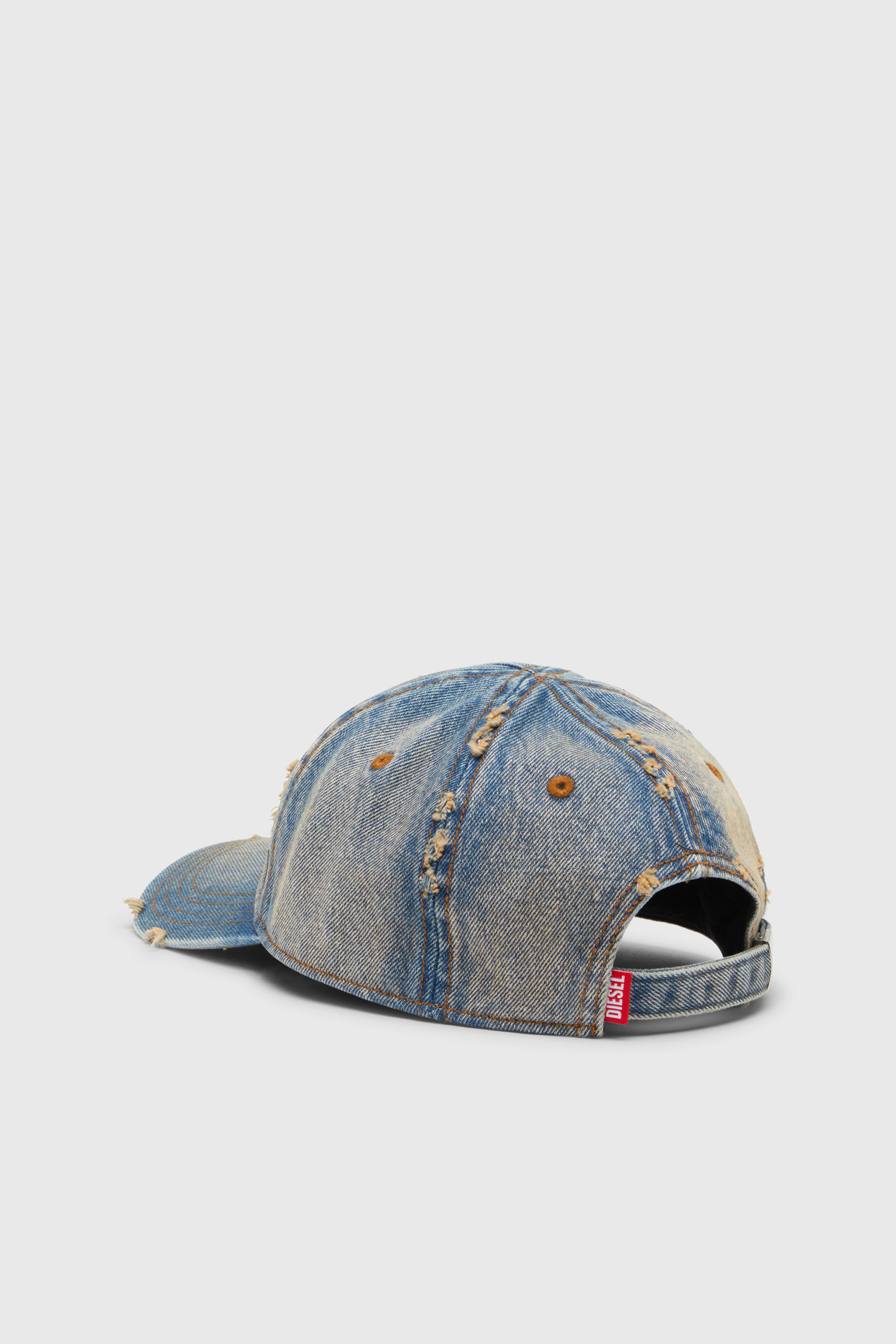 Diesel - C-ENIC, Man's Denim cap with frayed details and embroidered logo in Blue Jeans - 2