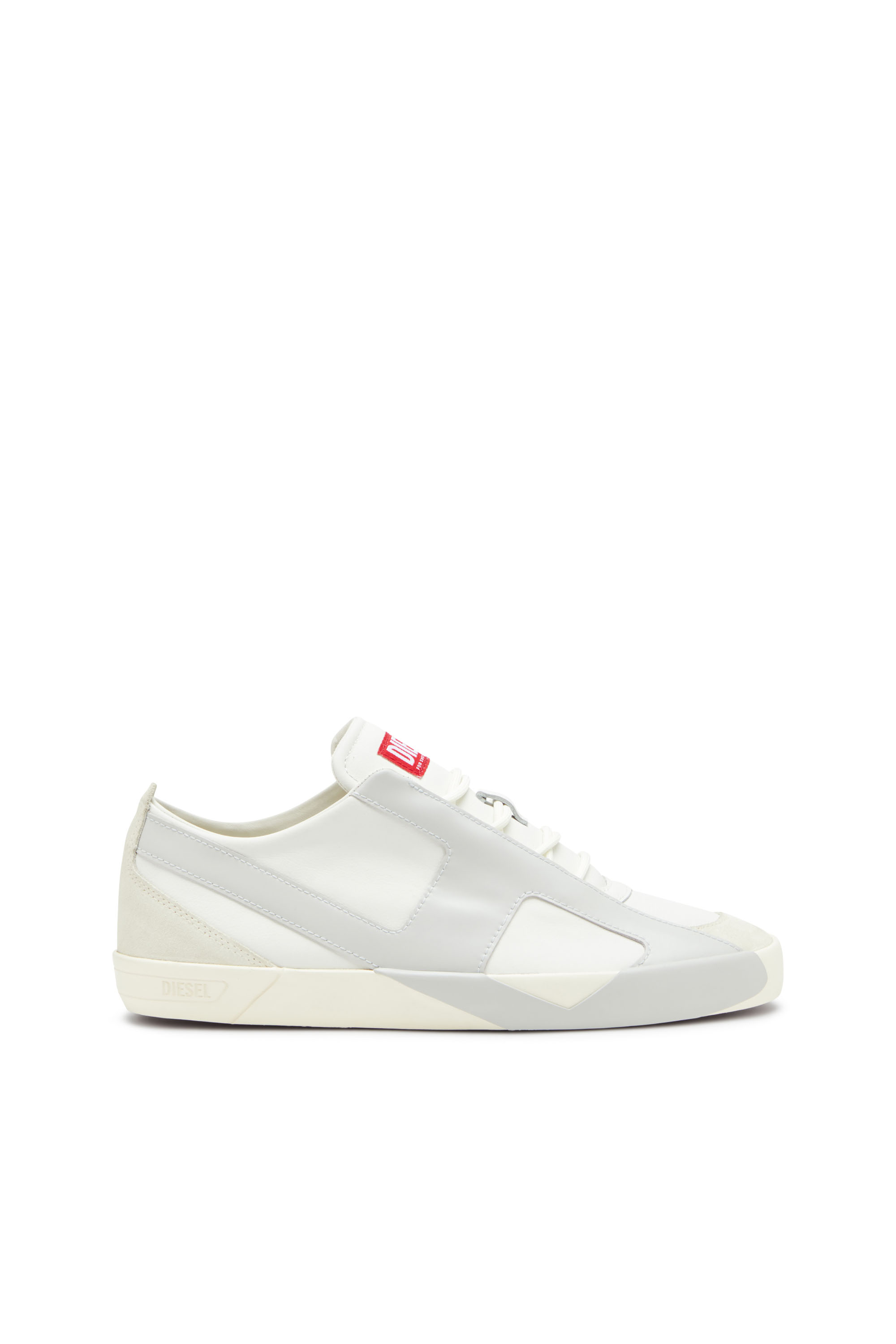 Diesel - S-SLANTE-D LOW, Man's S-Slante-D-Sneakers in suede and leather with D logo in White/Grey - 1