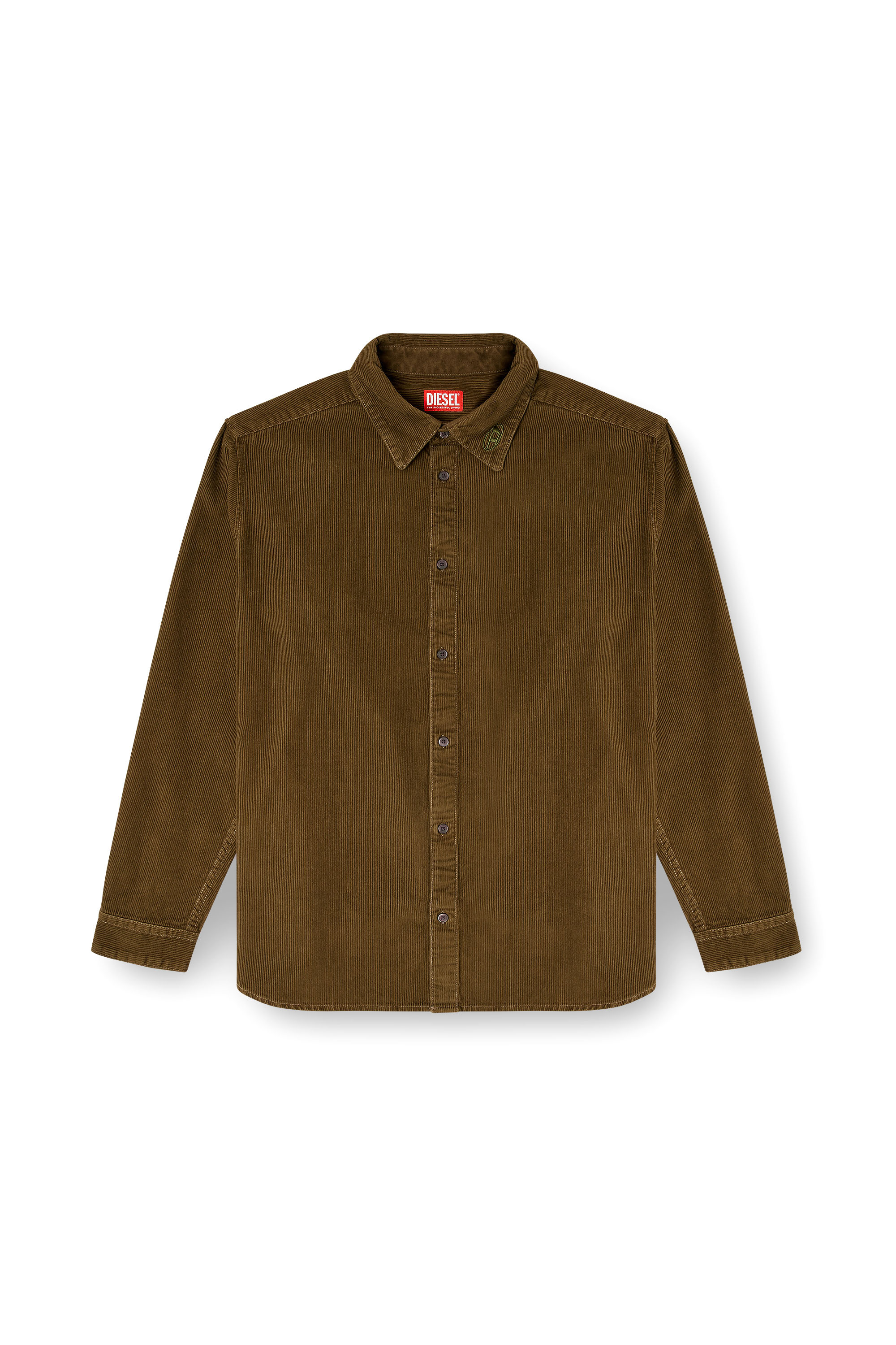 Diesel - S-SIMPLY-AJFQ, Man's Cotton shirt with embroidery on the collar in null - 3