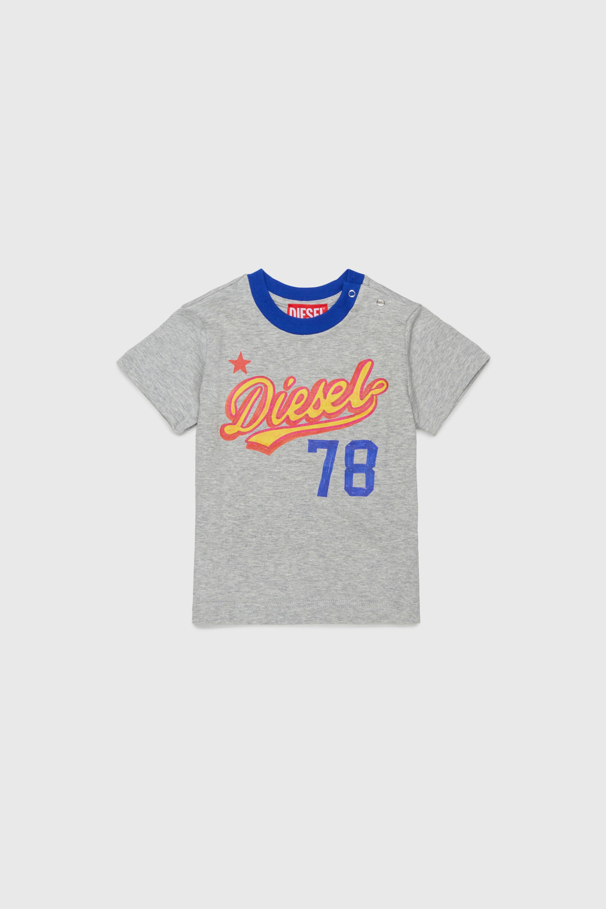 Diesel - TURSIB, Man's Cotton T-shirt with retro logo print in Grey - 1