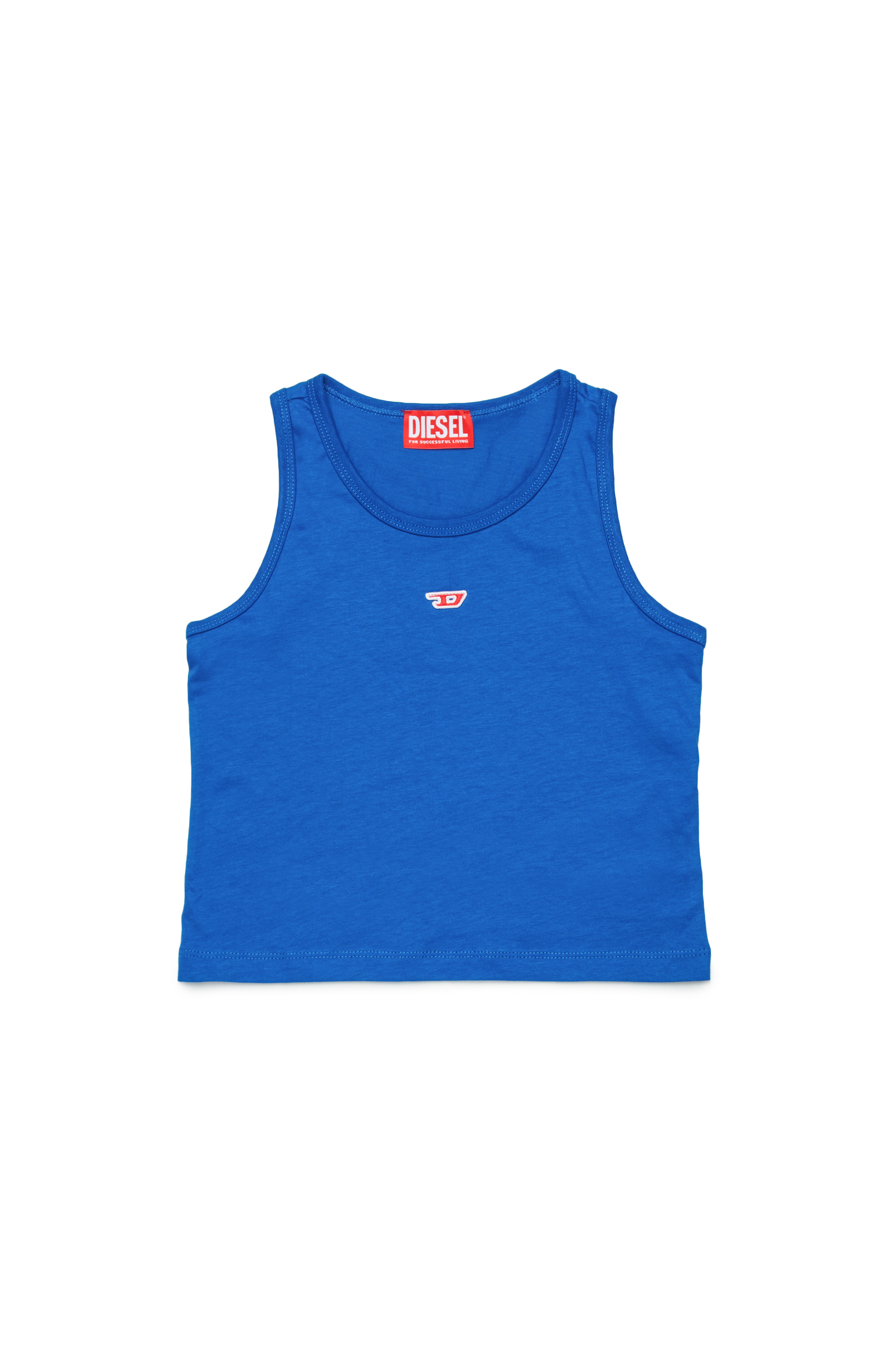 Diesel - TASPYRD, Woman's Tank top with D logo patch in Blue - 1