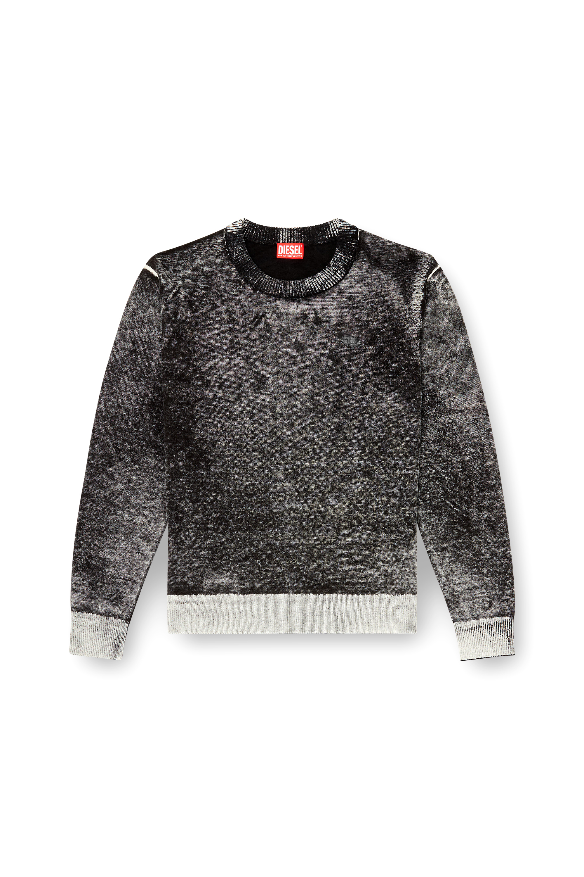 Diesel - K-LAURENT, Man's Jumper with faded reverse print in Grey - 2