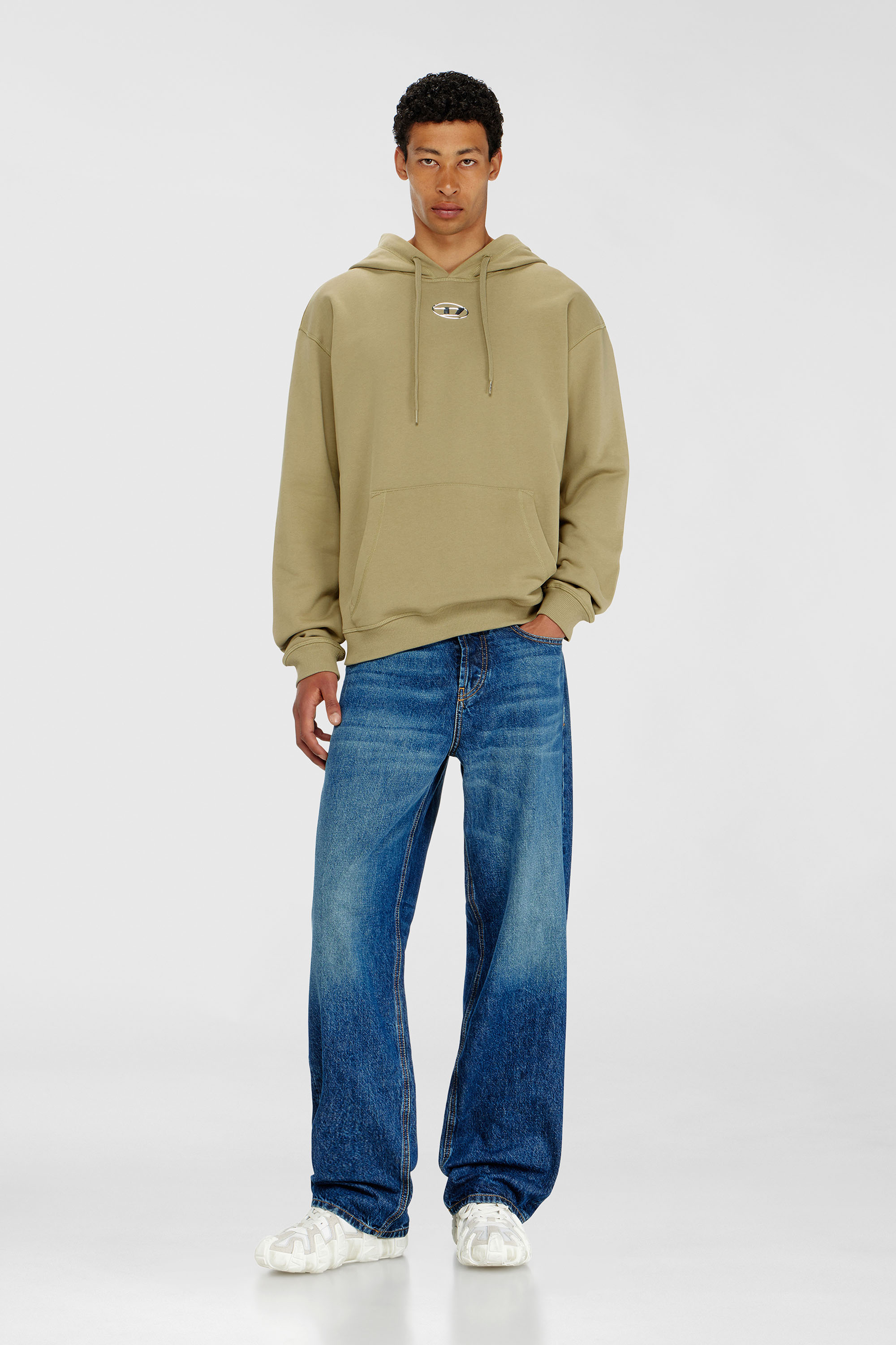 Cotton hoodie with metallic Oval D