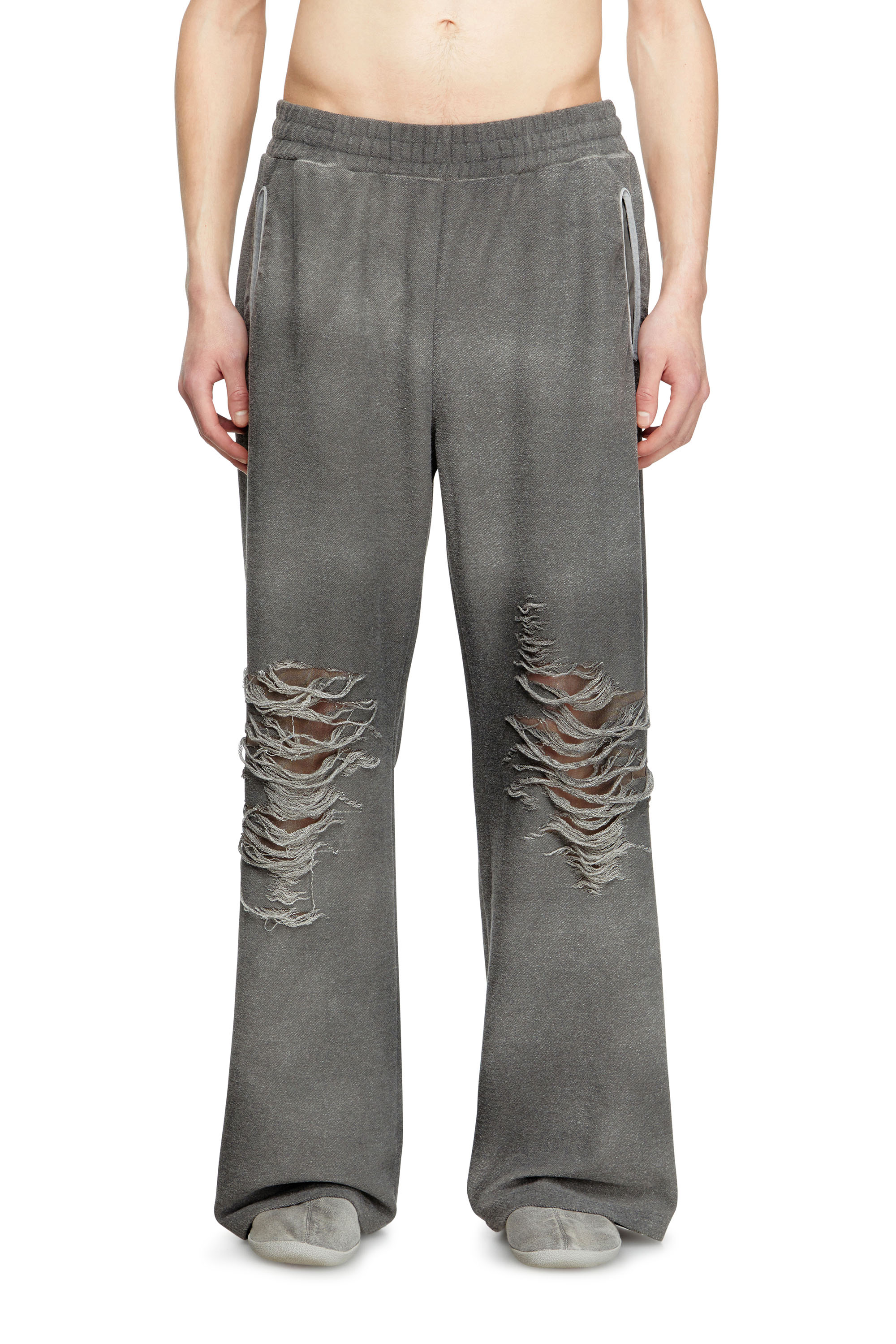 Diesel - P-PERCY, Man's Track pants with distressed front in Grey - 1