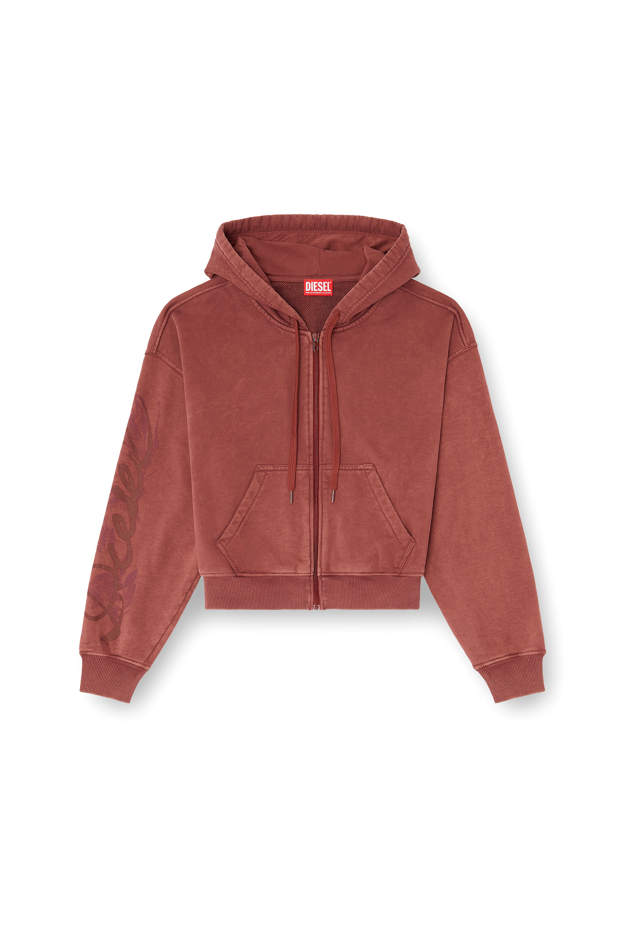 Diesel - F-ELYCY, Woman's Zip-up hoodie with puff-print floral logo in null - 3