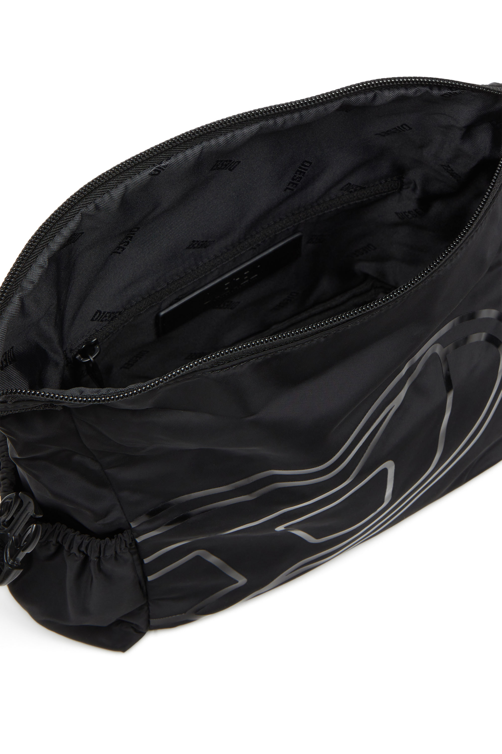 Diesel - DRAPE WASH BAG X, Man's Nylon wash bag with Oval D print in Black - 4