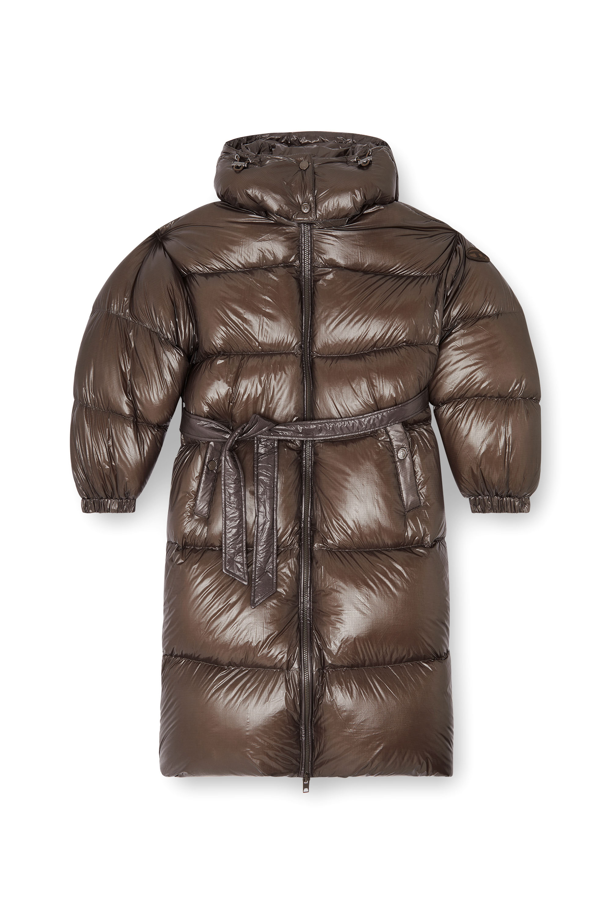 Diesel - W-ISHER, Woman's Down puffer coat in ultra-light ripstop in Brown - 2