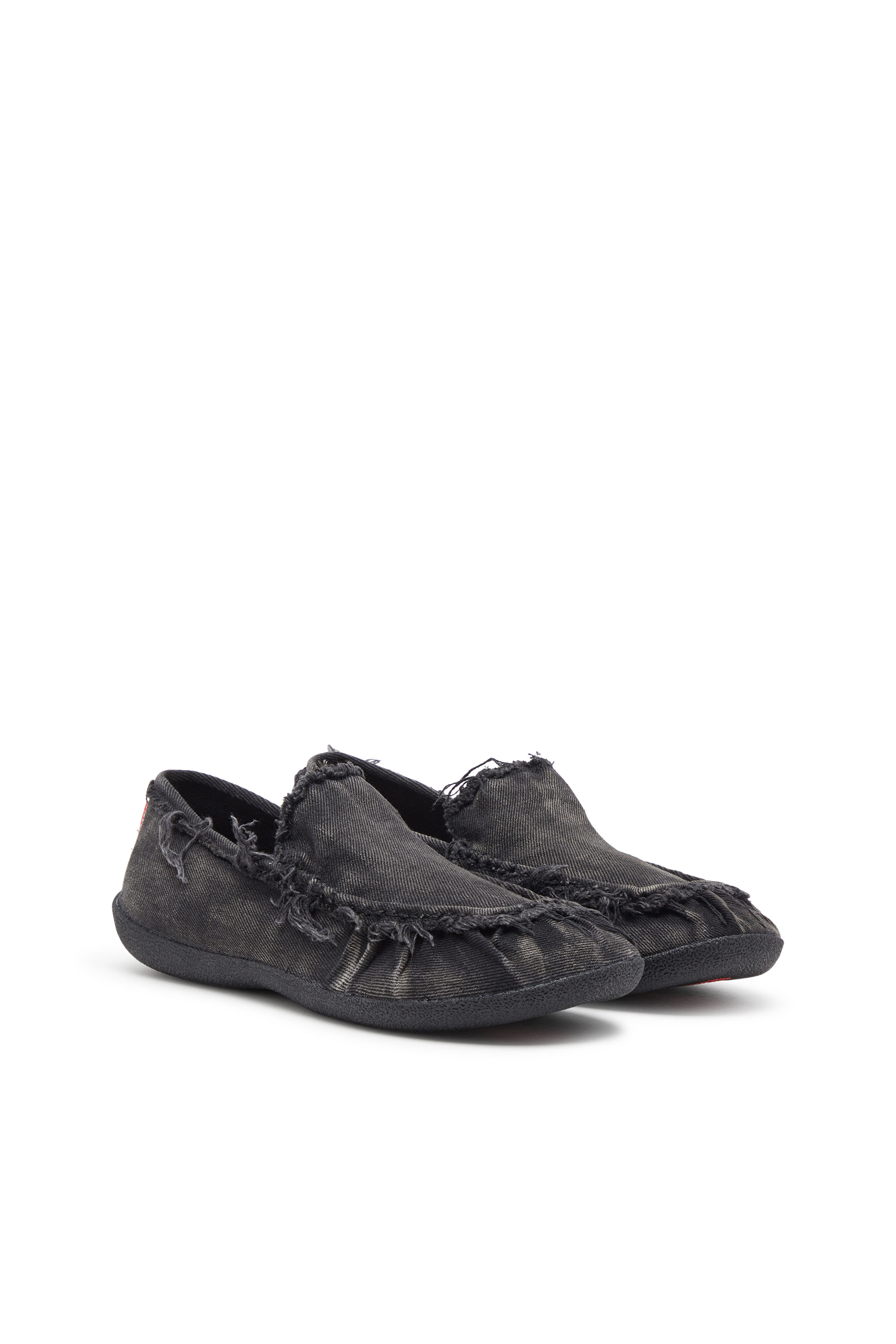 Diesel - D-SHOCK MOC, Man's D-Shock-Distressed denim loafers in Black - 2