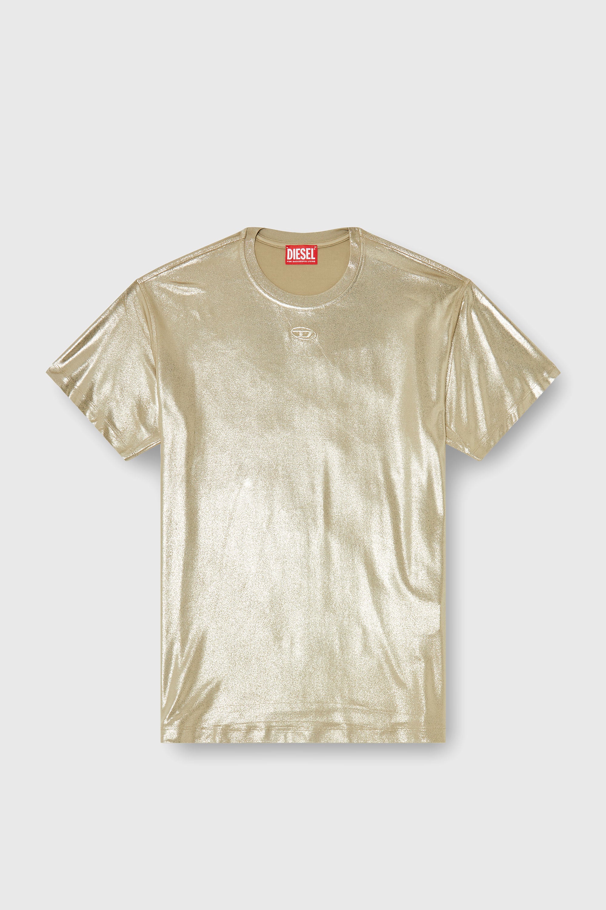 Diesel - T-NORMY-AA2, Woman's Jersey T-shirt with metallic finish in Gold - 2