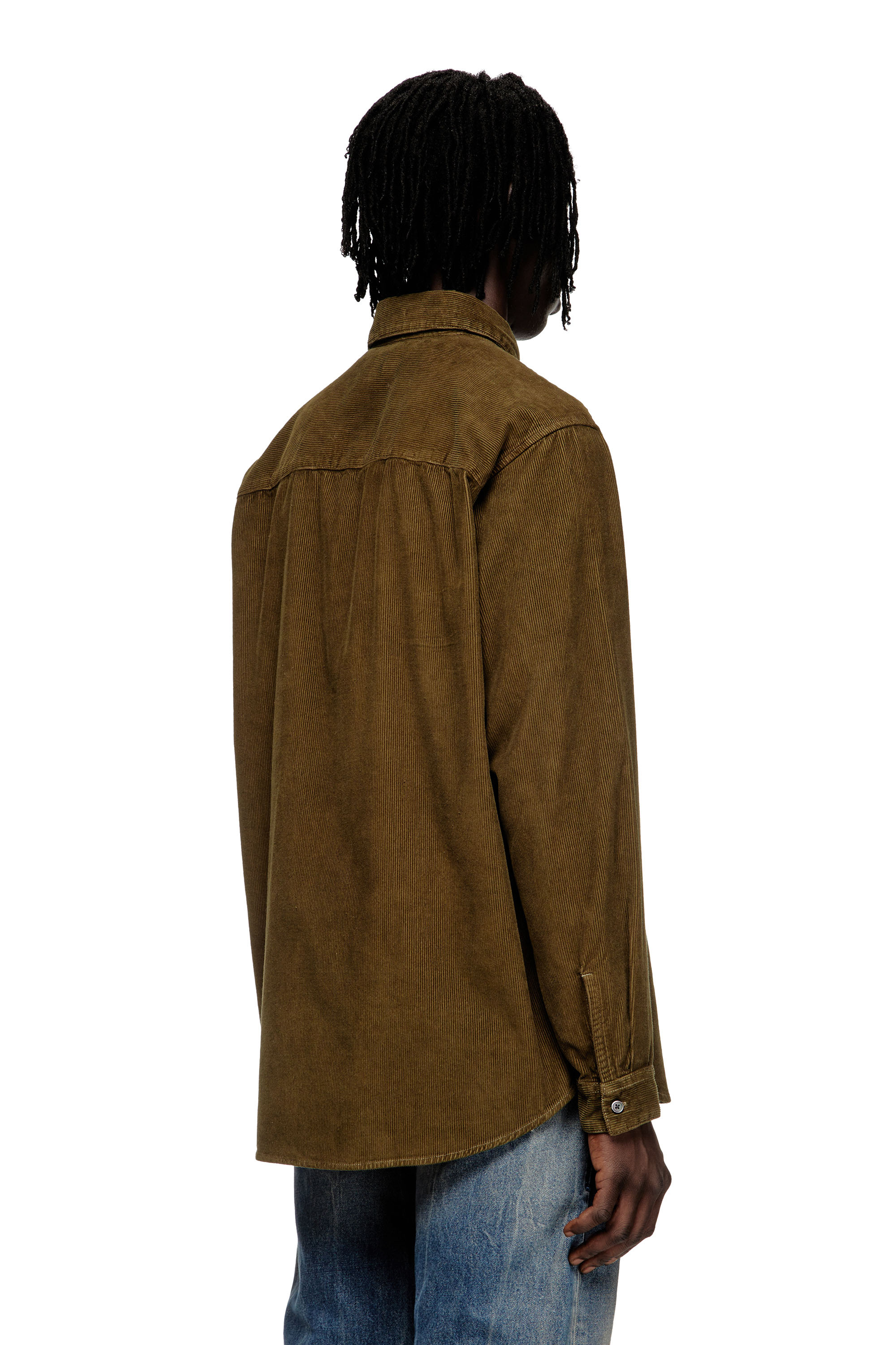 Diesel - S-SIMPLY-AJFQ, Man's Cotton shirt with embroidery on the collar in null - 4
