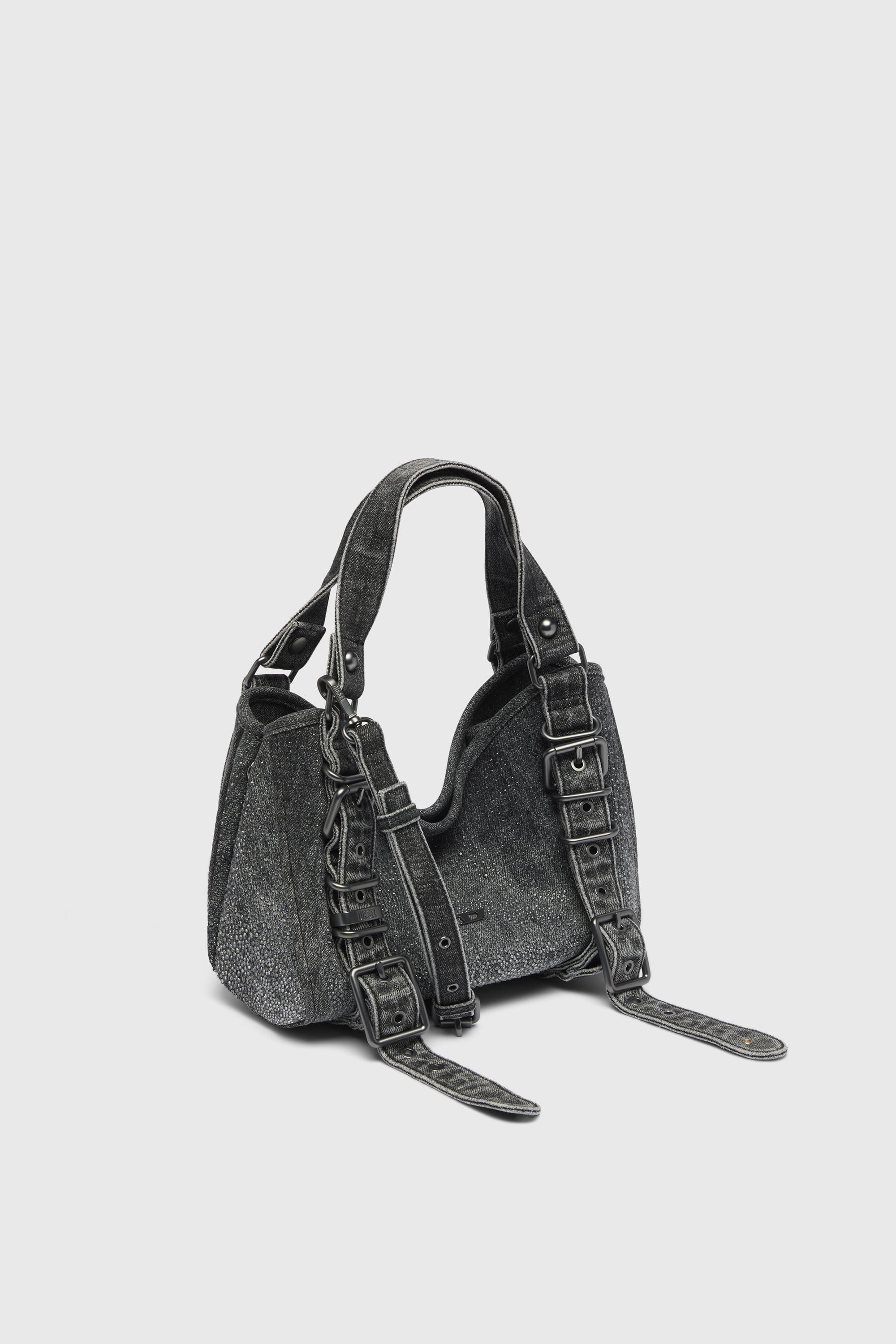Diesel - D-ONE TOPHANDLE S, Woman's D-One-Small top-handle bag in crystal solarised denim in Black - 5