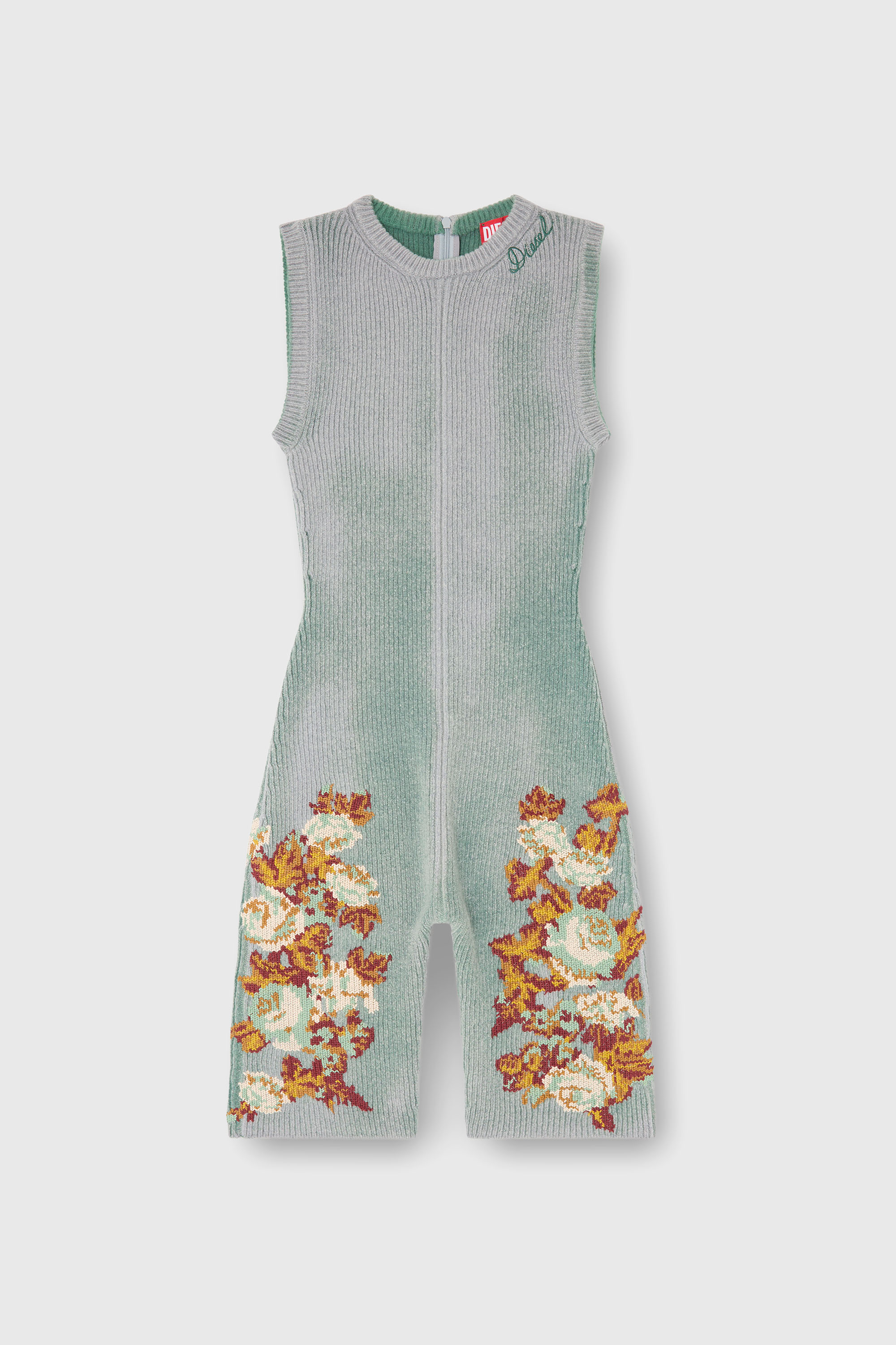 Diesel - M-RAREM, Woman's Knitted playsuit with floral motif in null - 2