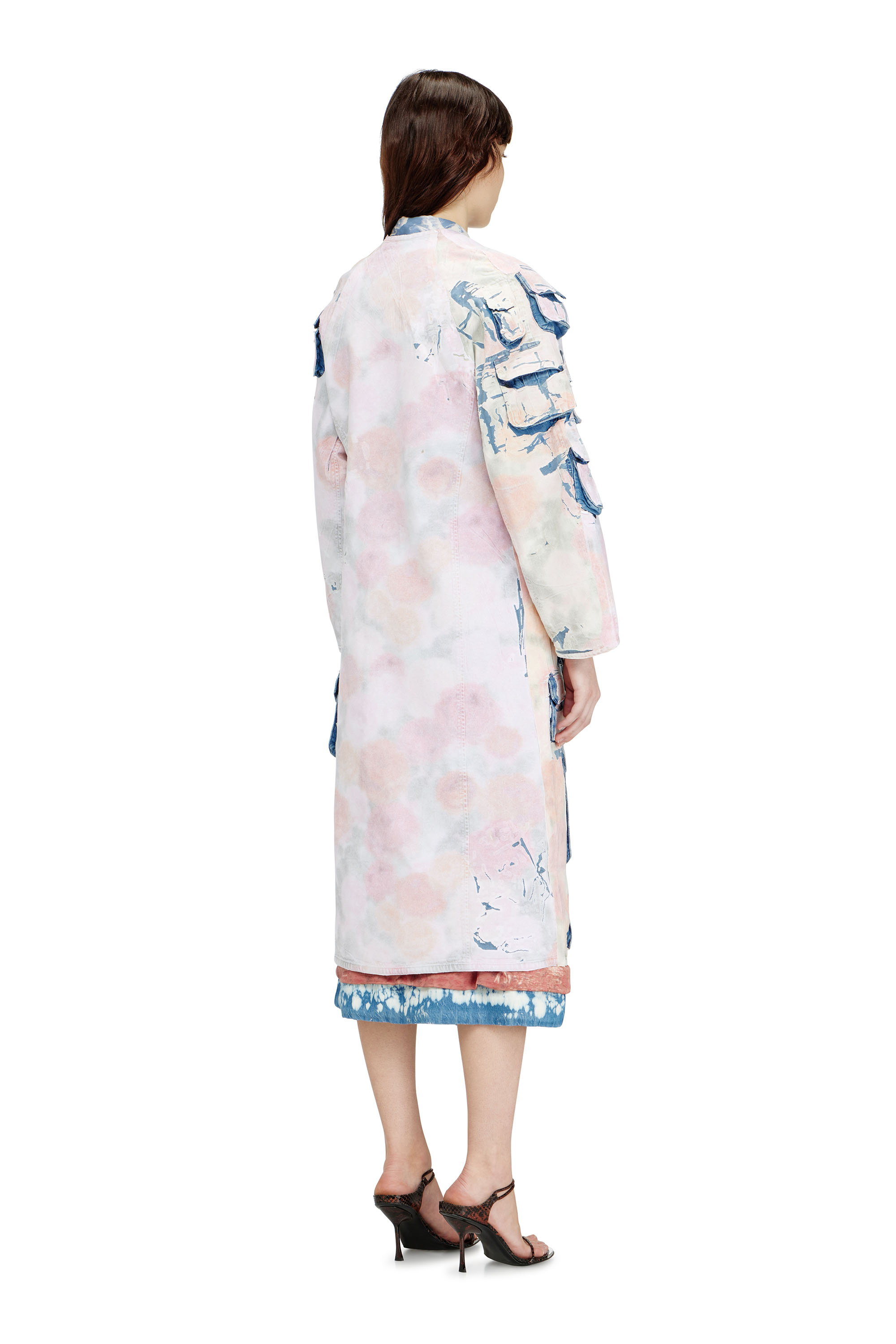 Diesel - DE-SELDOR-FSI, Woman's Denim coat with peel-off check jersey in Blue/Pink - 4