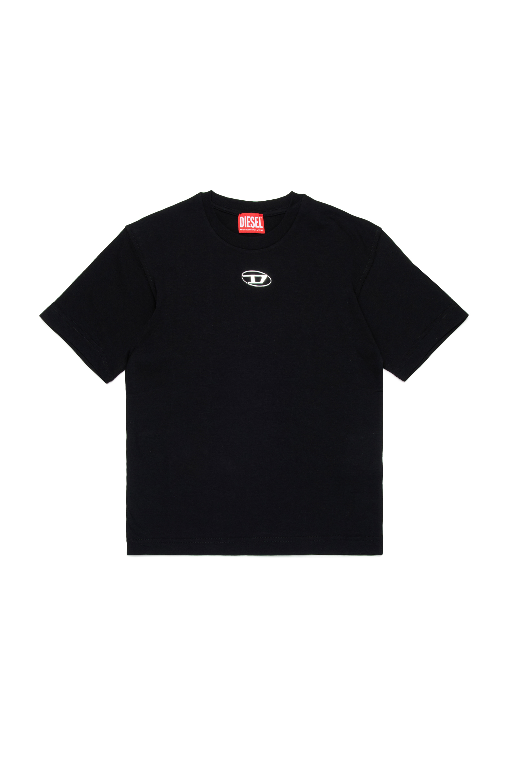 Diesel - TMARCUS OVER, Man's T-shirt with metallic Oval D in Black - 1