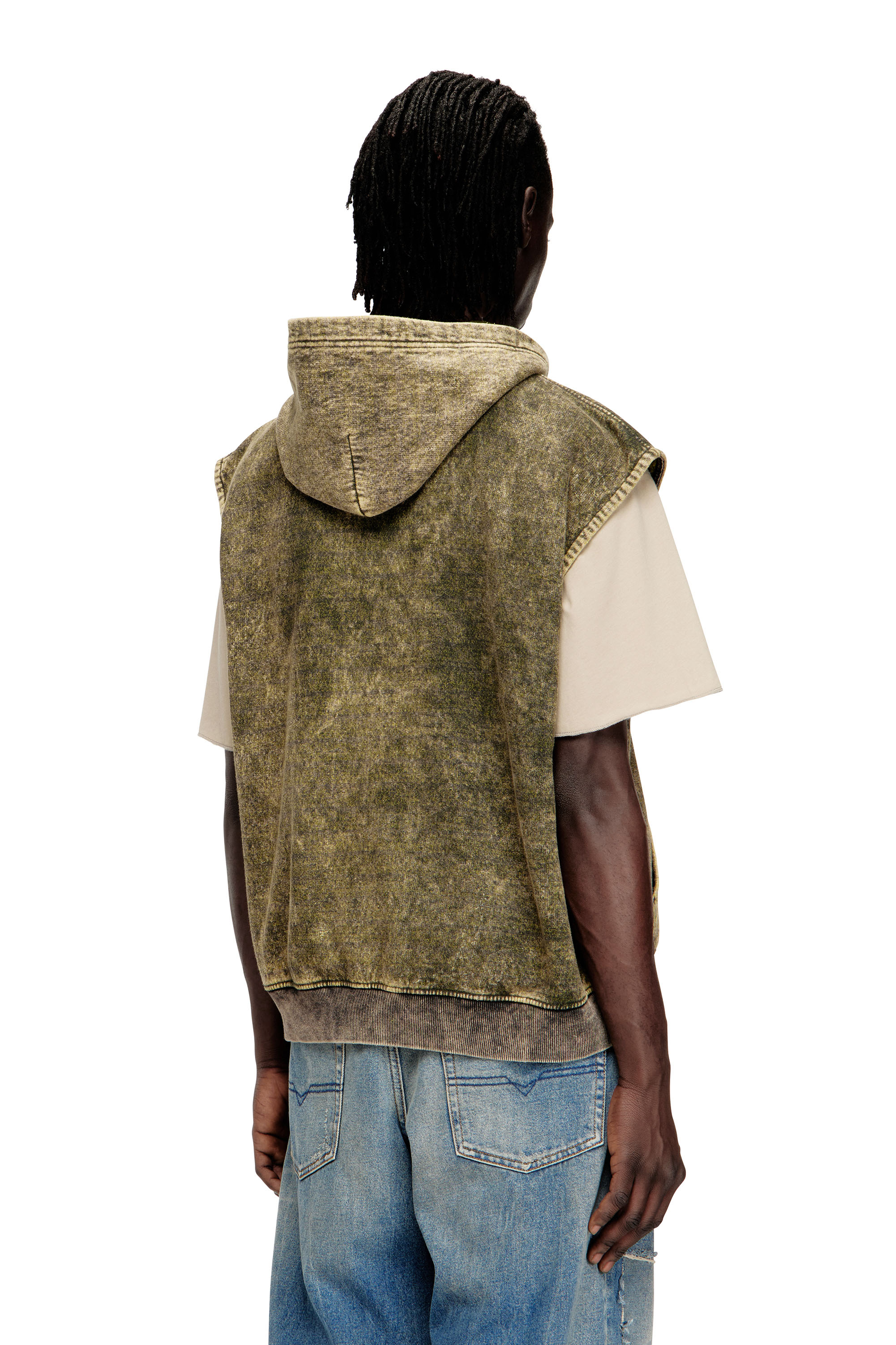 Diesel - S-BOXT-SL-ZIP, Man's Hoodie with acid wash and Diesel logo in Light Brown - 4