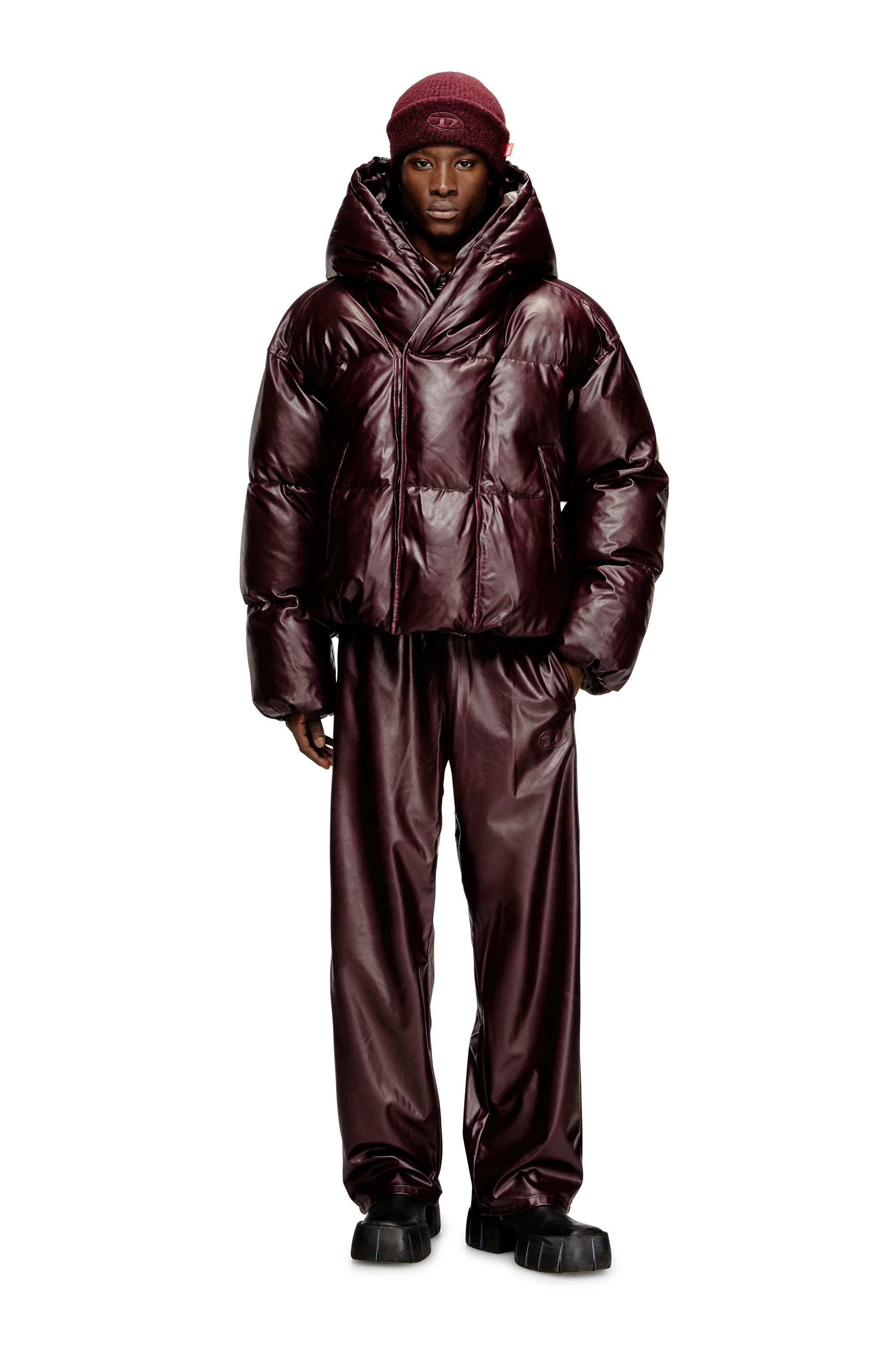 Diesel - FR-K-LOLLO-HAT, Unisex's Burgundy beanie with Oval D embroidery in Burgundy - 5