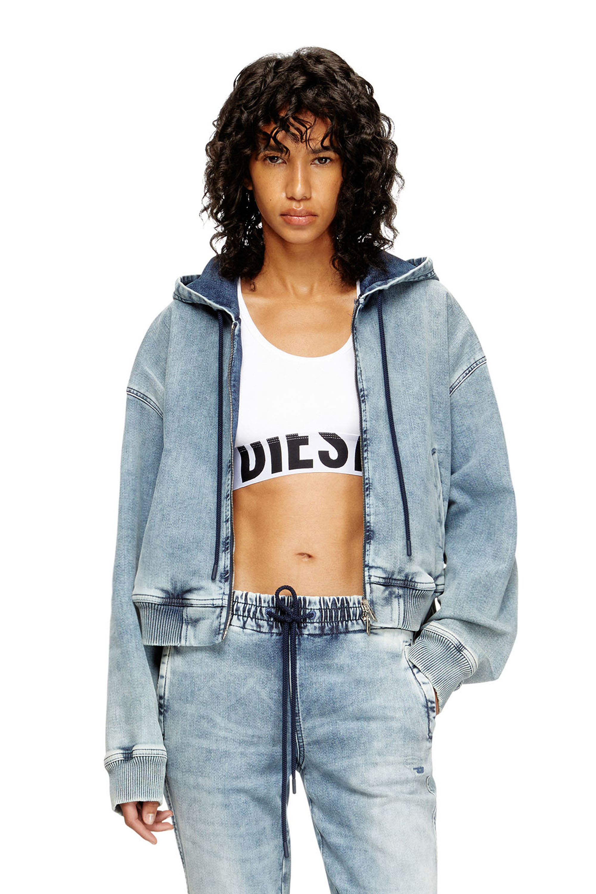Diesel - UFSB-COTTON-RACE-BRALETTE-XL, Woman's Sports bra with cut-off logo in White - 1
