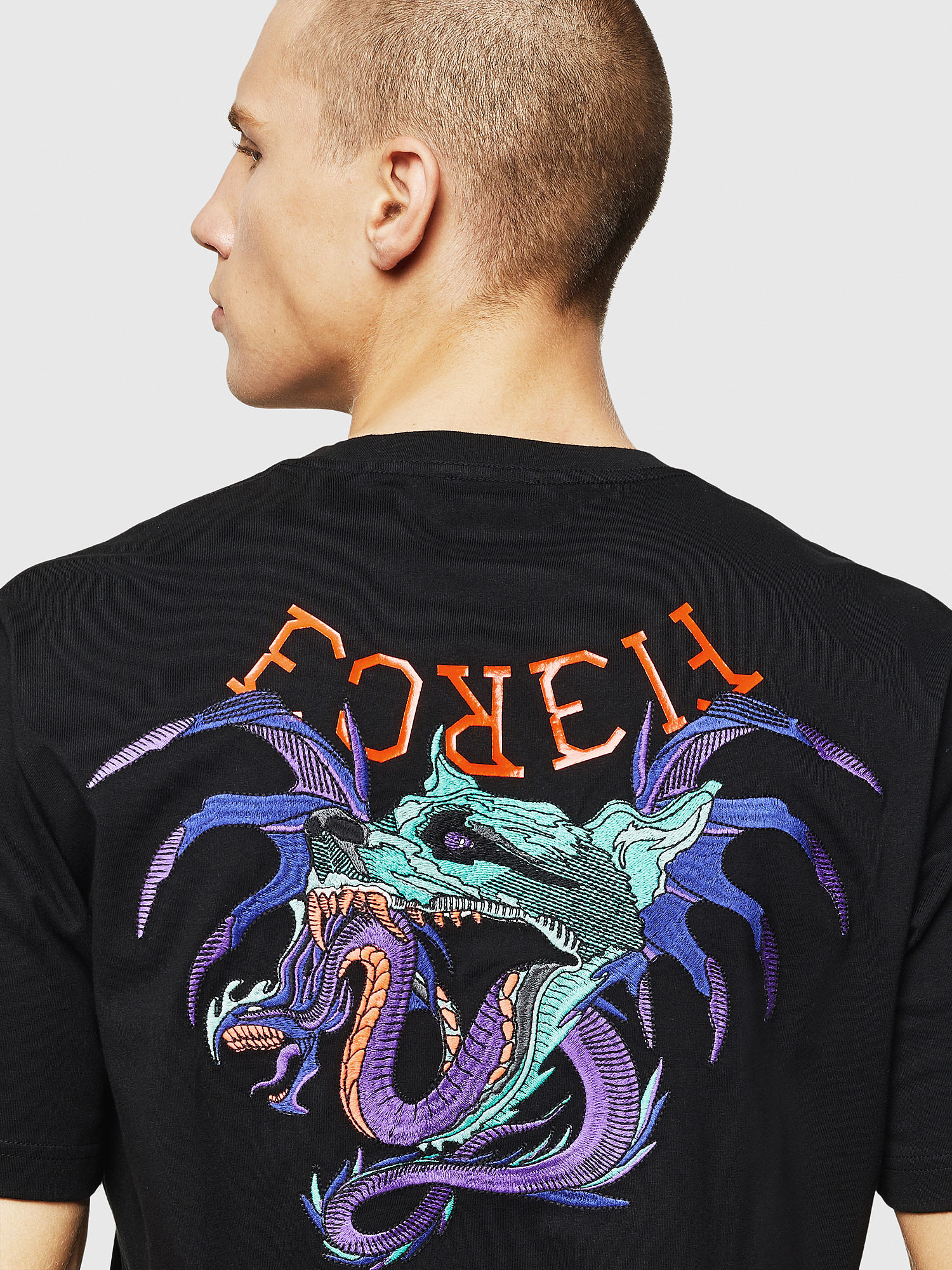 T Just Bx7 Men Embroidered T Shirt With Fierce Print Diesel