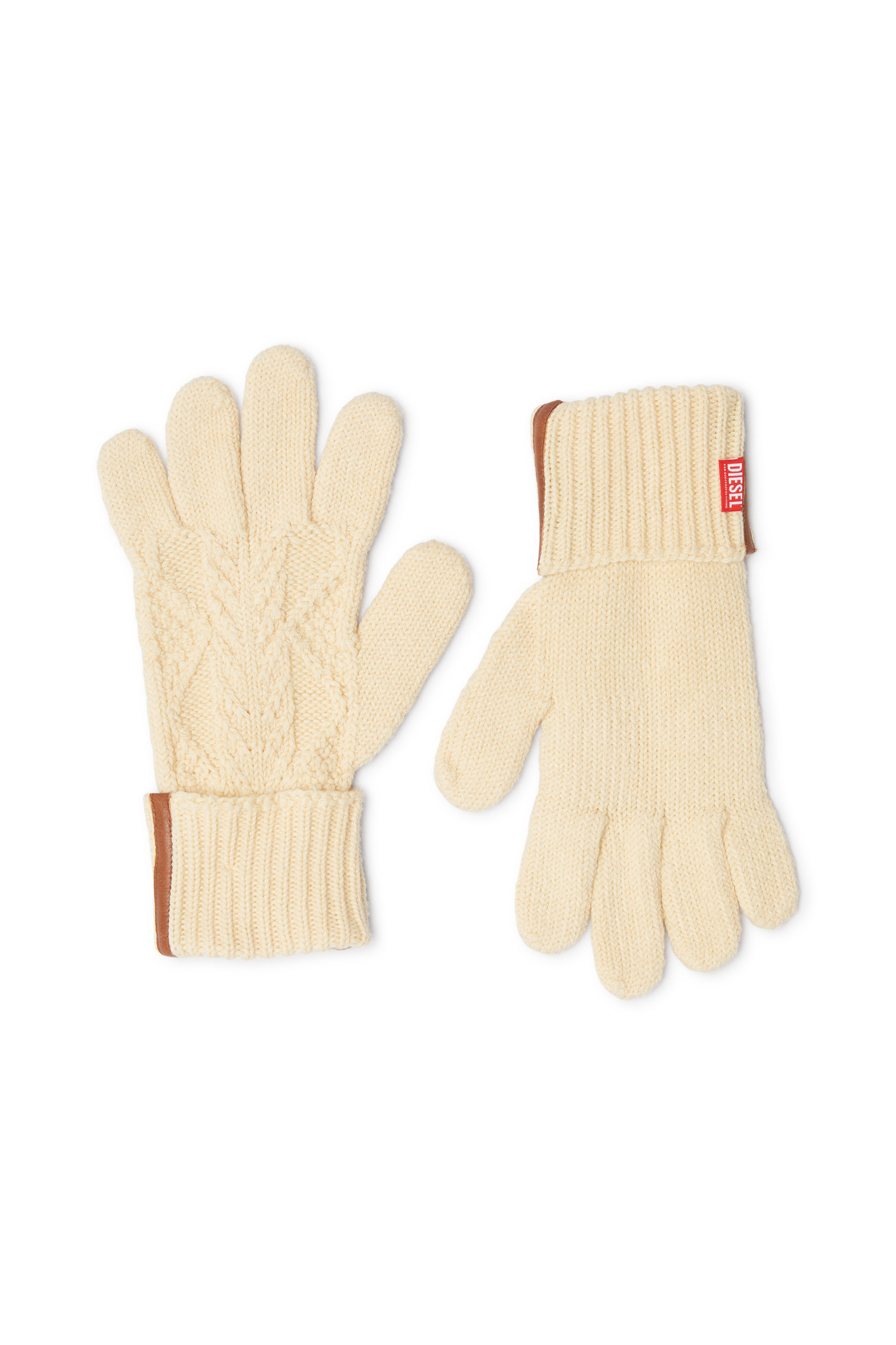Diesel - K-INOTTO, Unisex's Knitted gloves in wool and cotton in Beige - 1