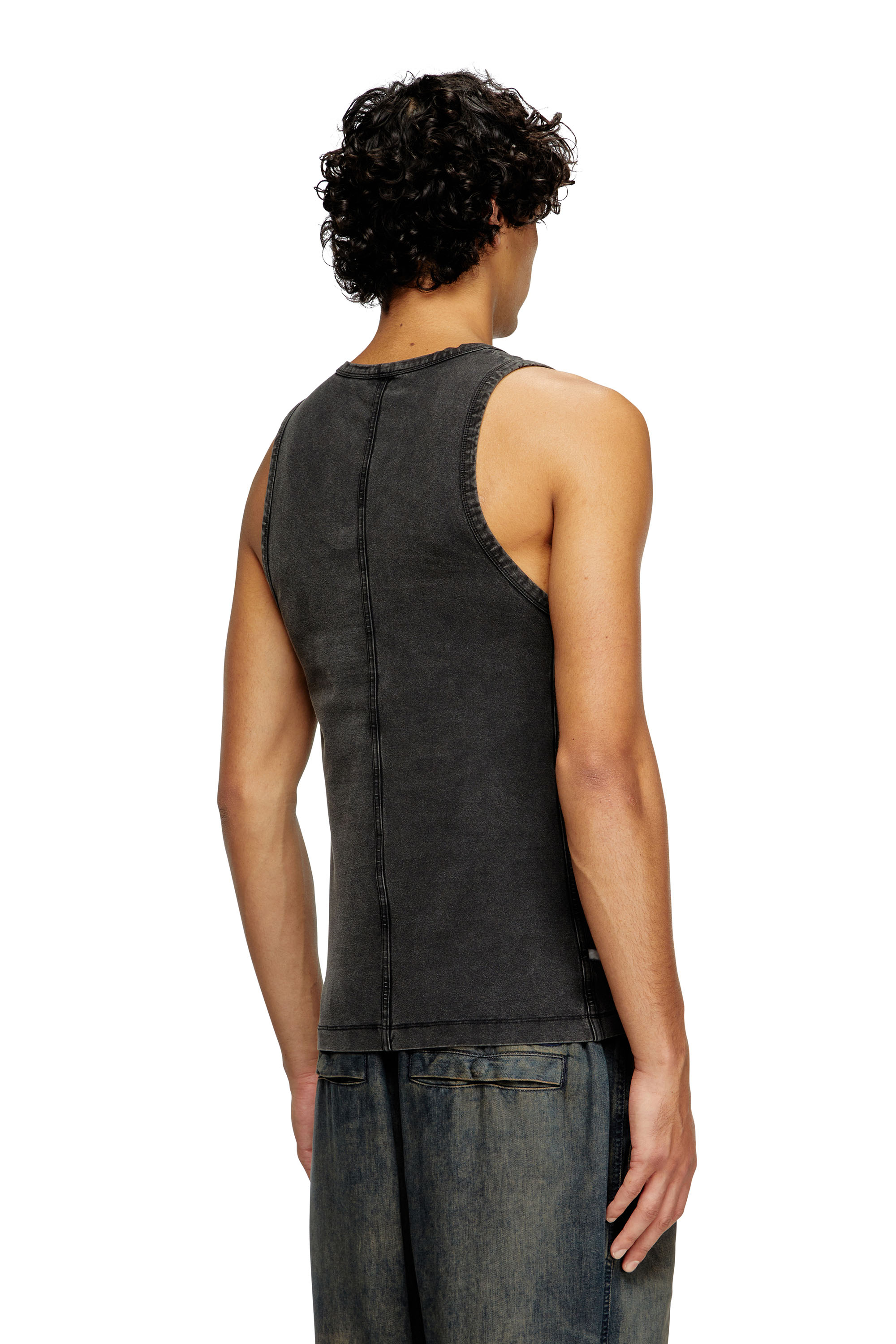 Diesel - T-MELY-SL, Man's Tank top in denim-look jersey in Black - 4