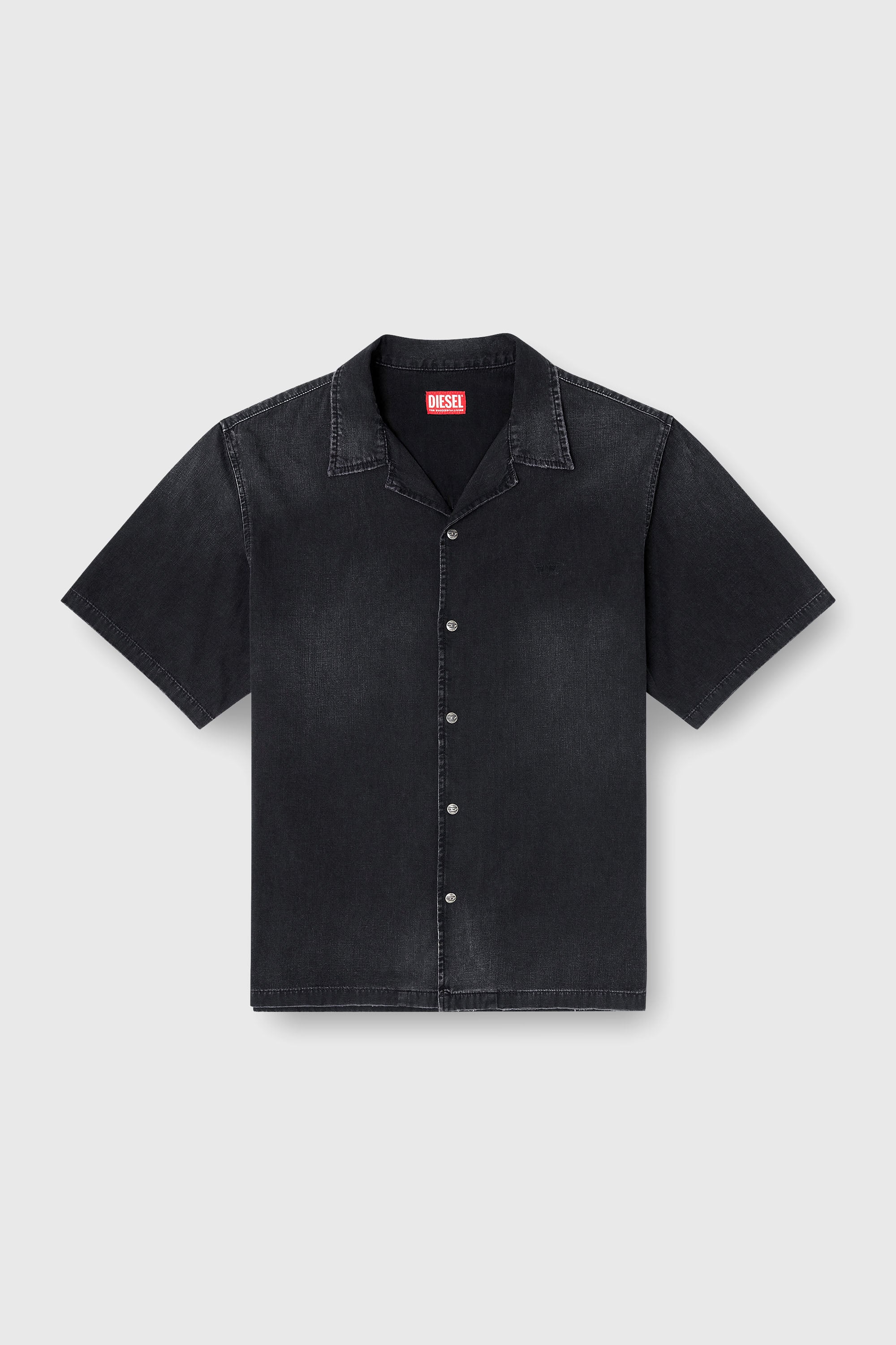 Diesel - D-NABIL-D, Man's Denim short-sleeve shirt in Black - 2