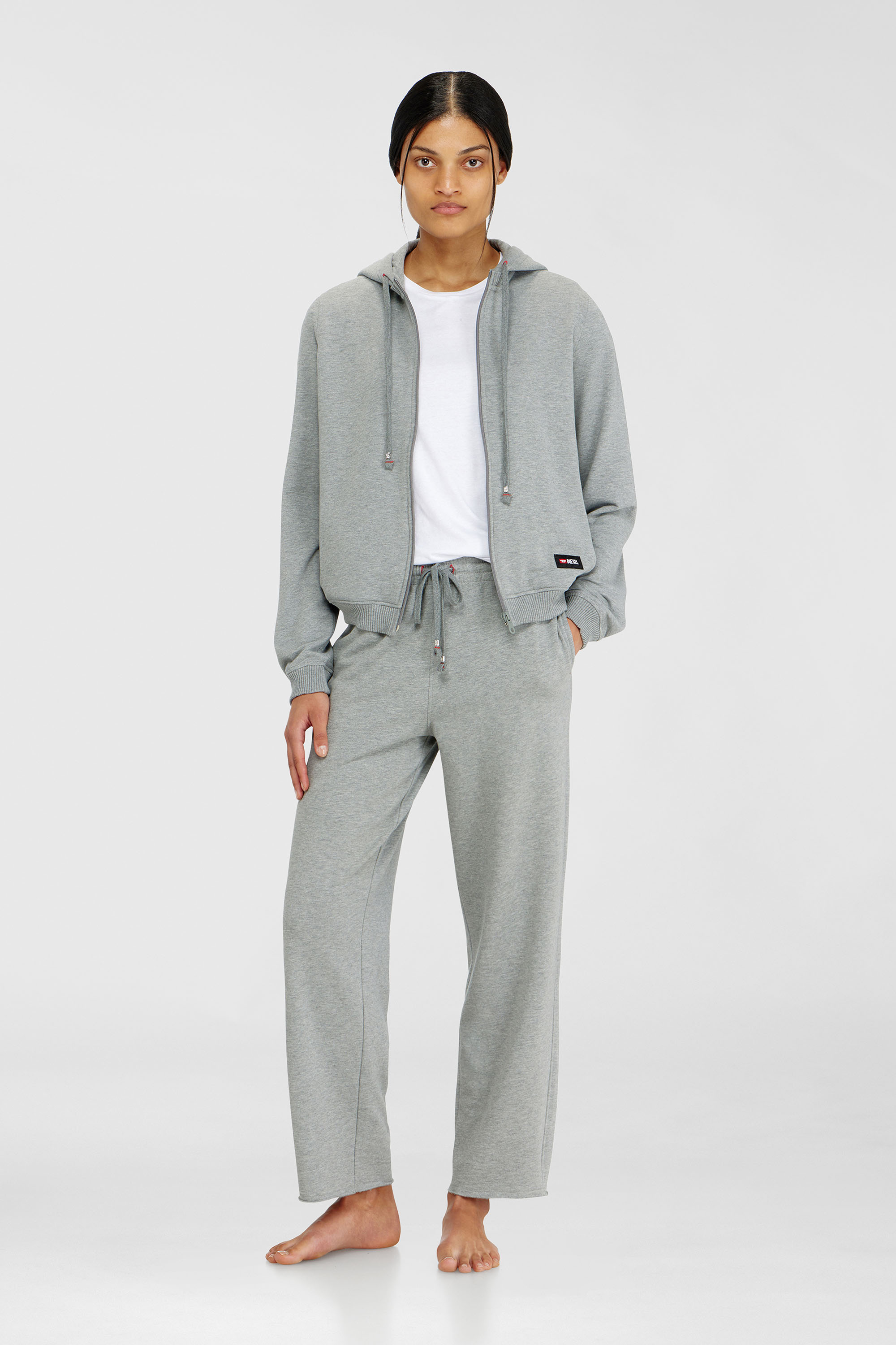Diesel - INDRA-D-CORE, Woman's Peached sweatpants with raw hems in Grey - 1