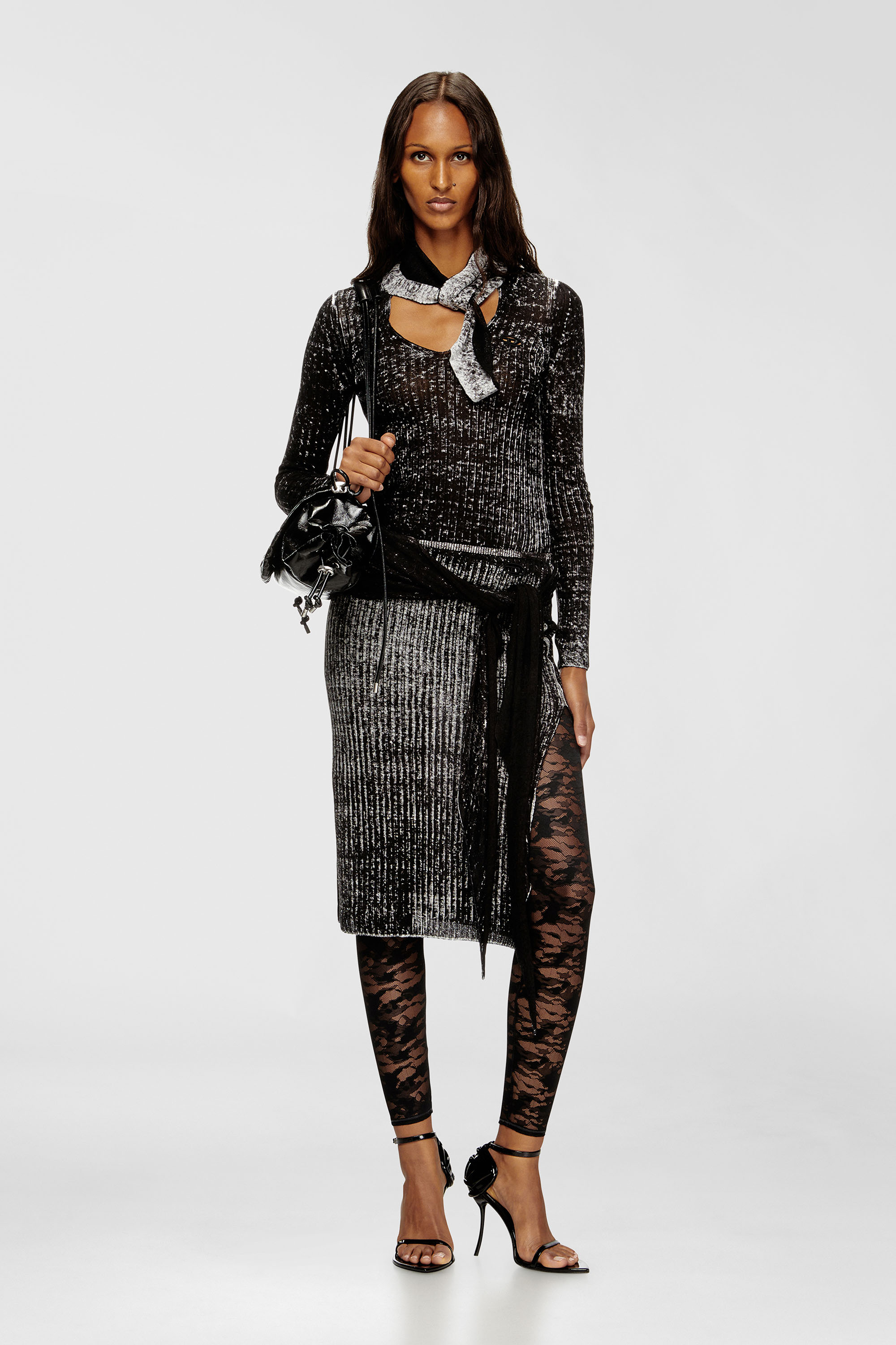 Diesel - CLAIRE-UTLT, Woman's Camo lace leggings in Black - 1