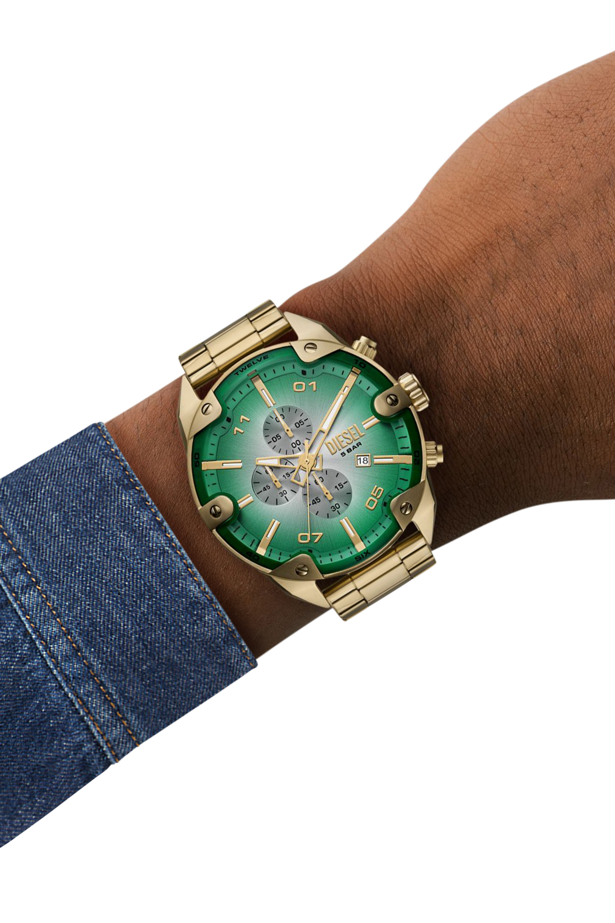Diesel - DZ4685 WATCH, Man's Spiked Stainless Steel Watch in Gold - 4