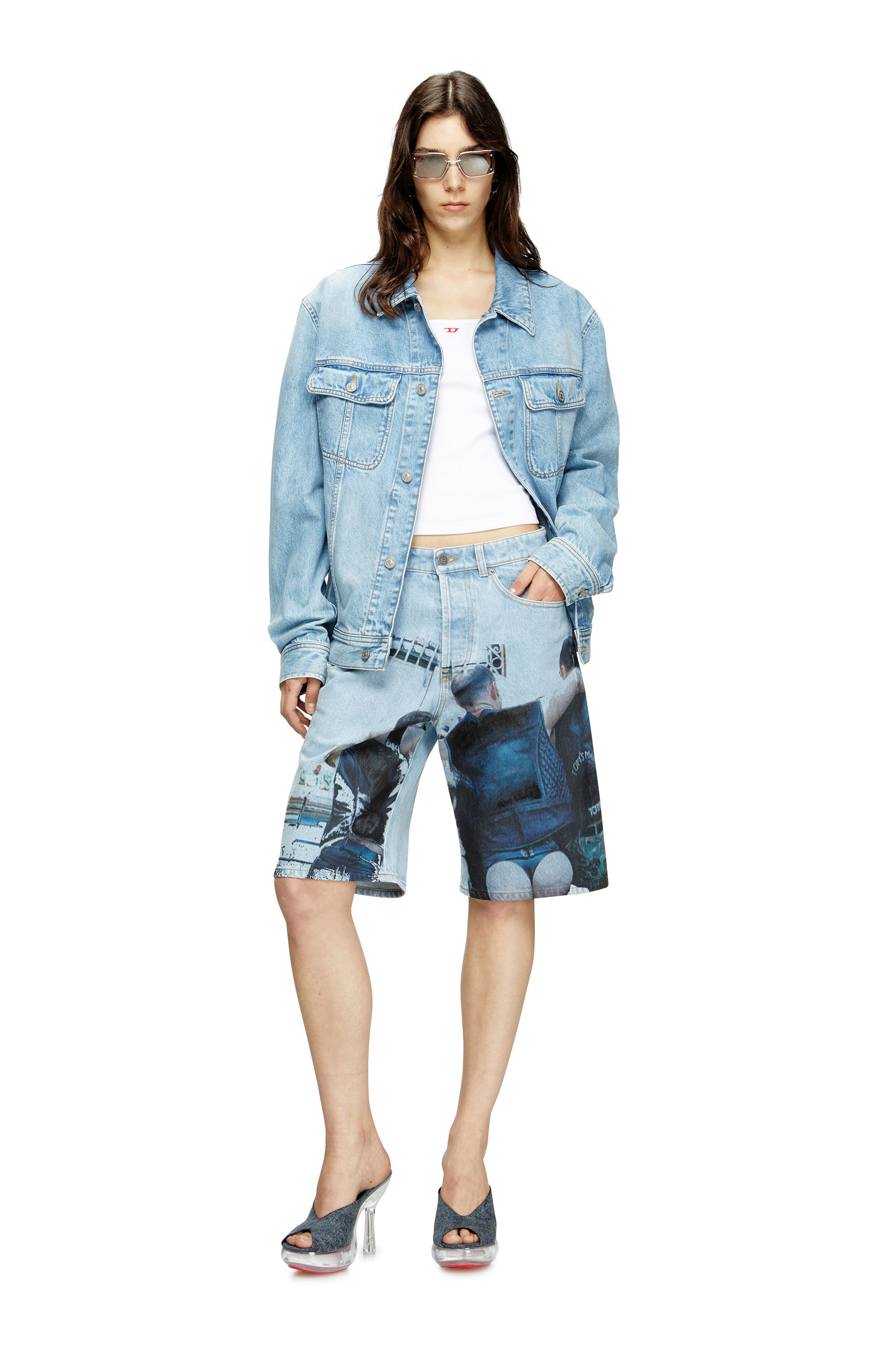 Diesel - PR-D-RIXFORD-S, Unisex's Denim shorts with faded print in Light Blue - 5