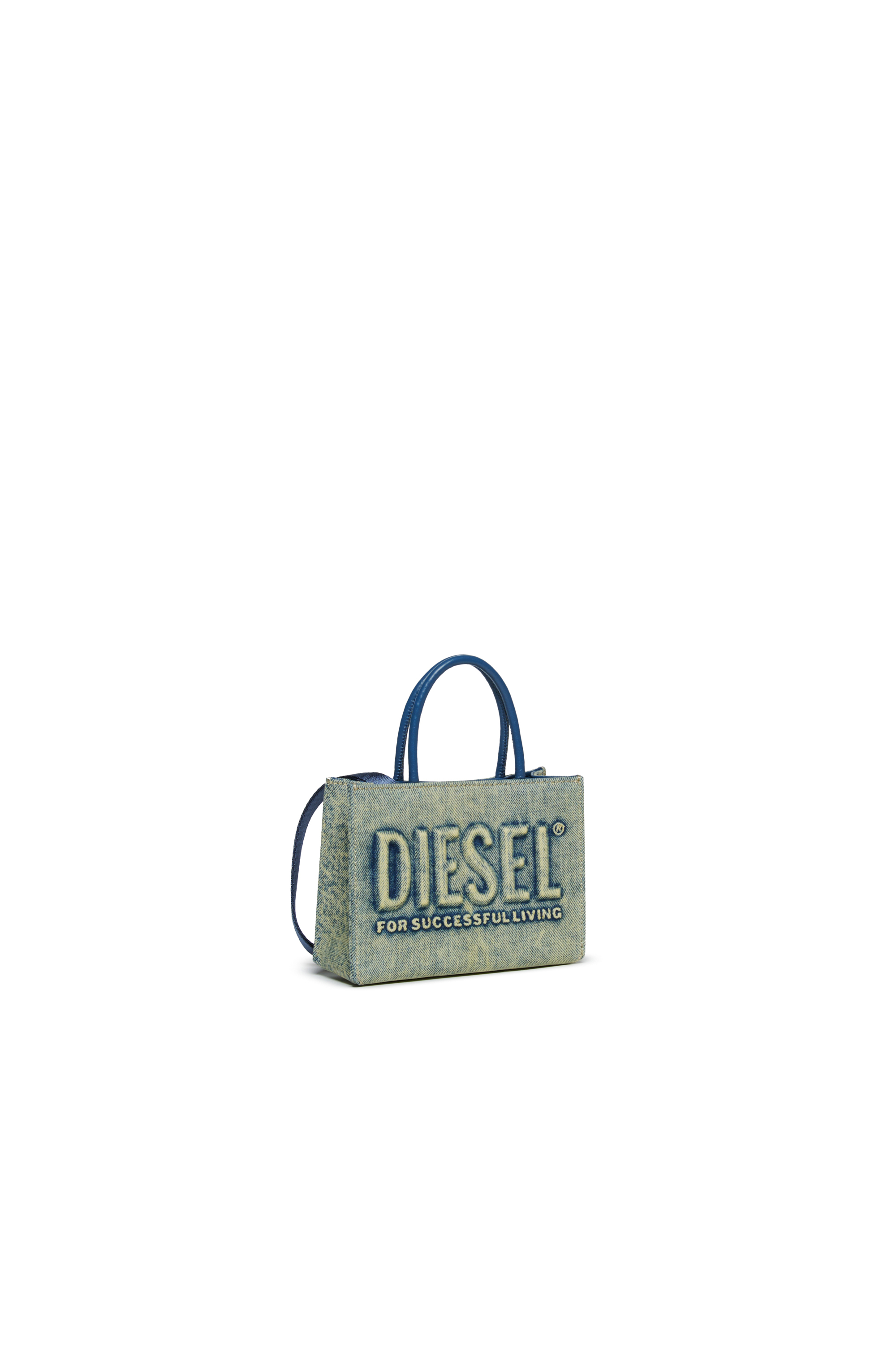 Diesel - DSL 3D MINI BAG, Woman's Dsl 3D - Denim bag with removable shoulder strap in Blue - 3