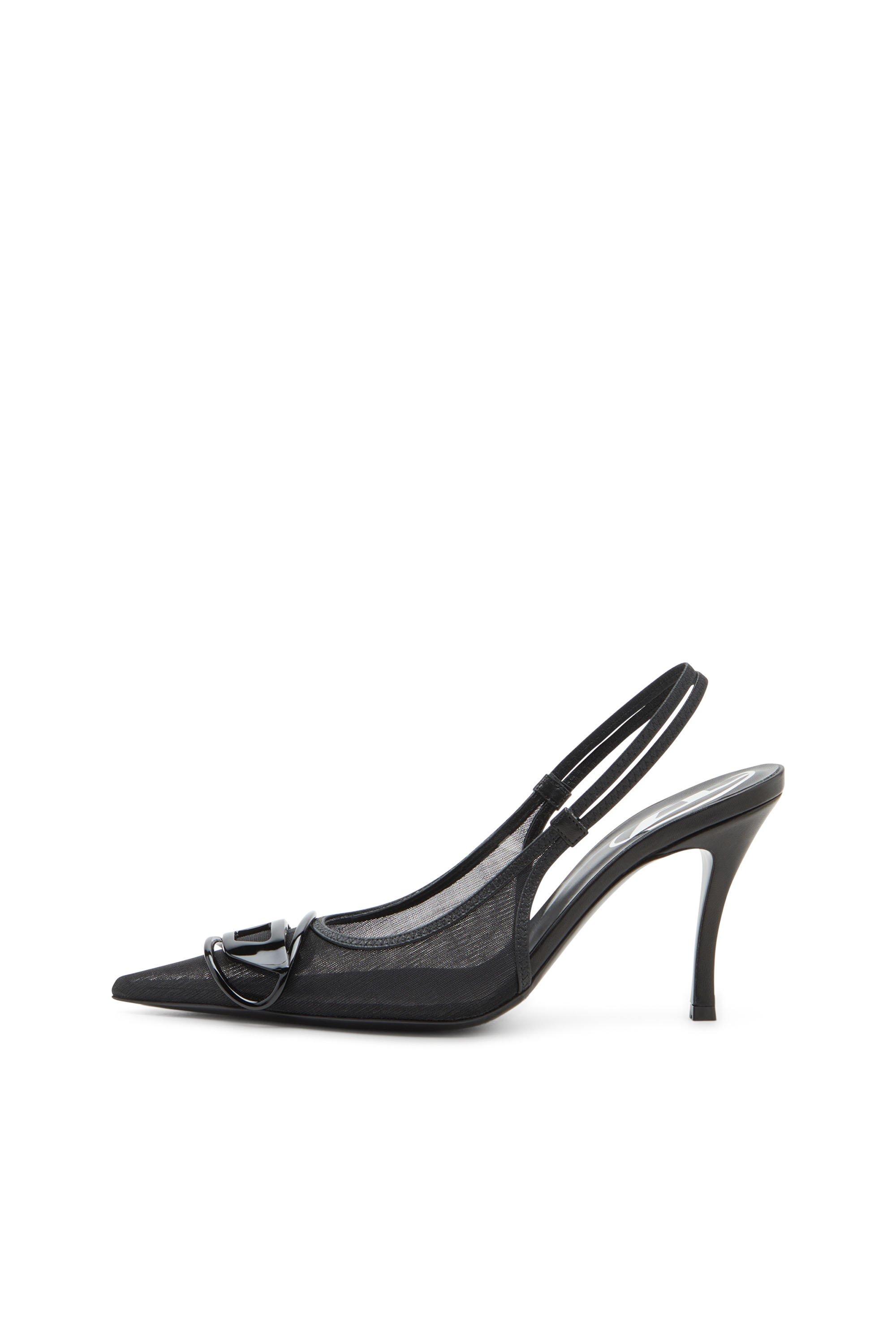 Diesel - D-VENUS SB, Woman's D-Venus-Slingback pumps in leather-trimmed mesh in Black - 7