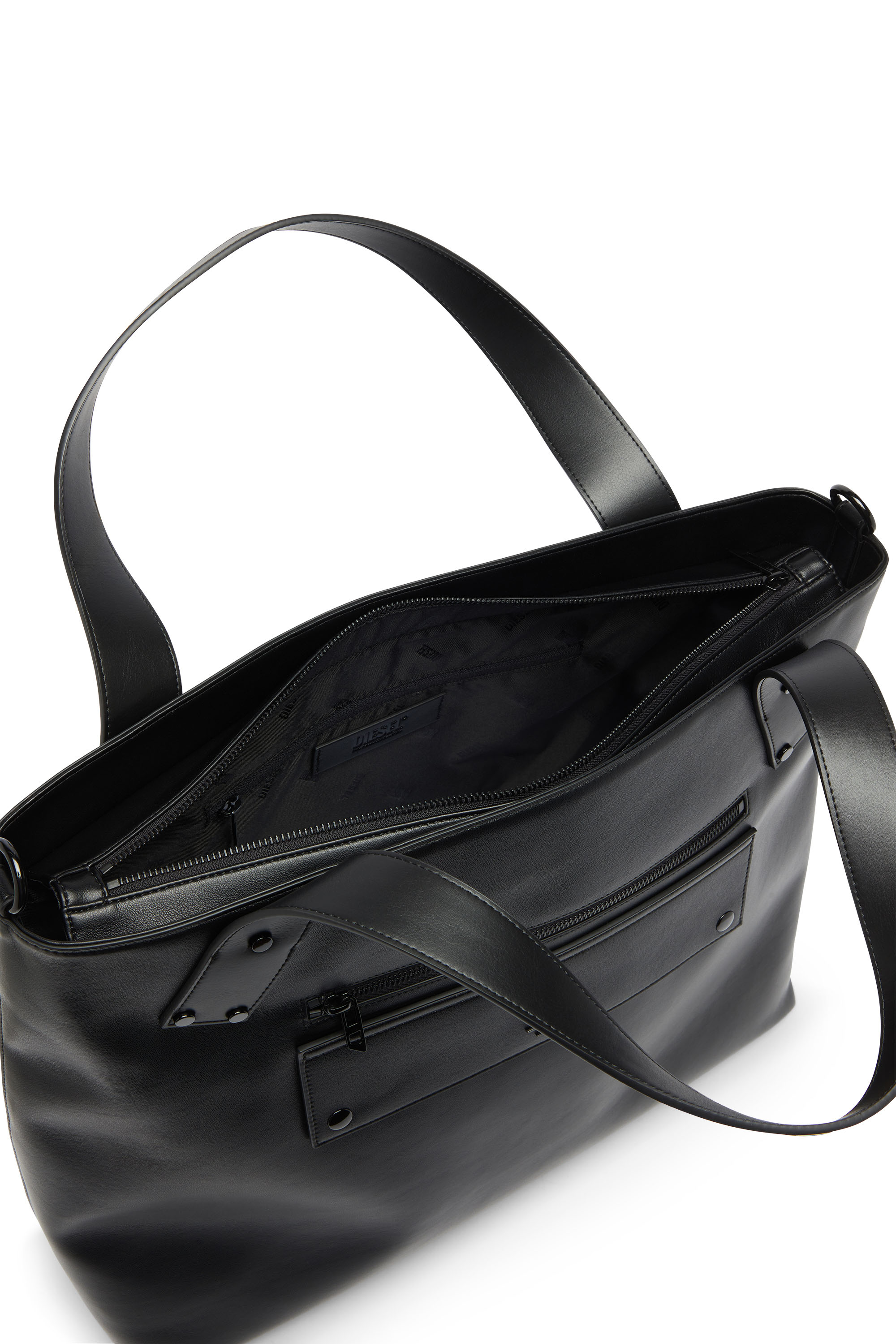 Diesel - RIVET-D TOTE E\W, Man's Rivet-D - Shopping Bag with zip and flap pocket in Black - 3