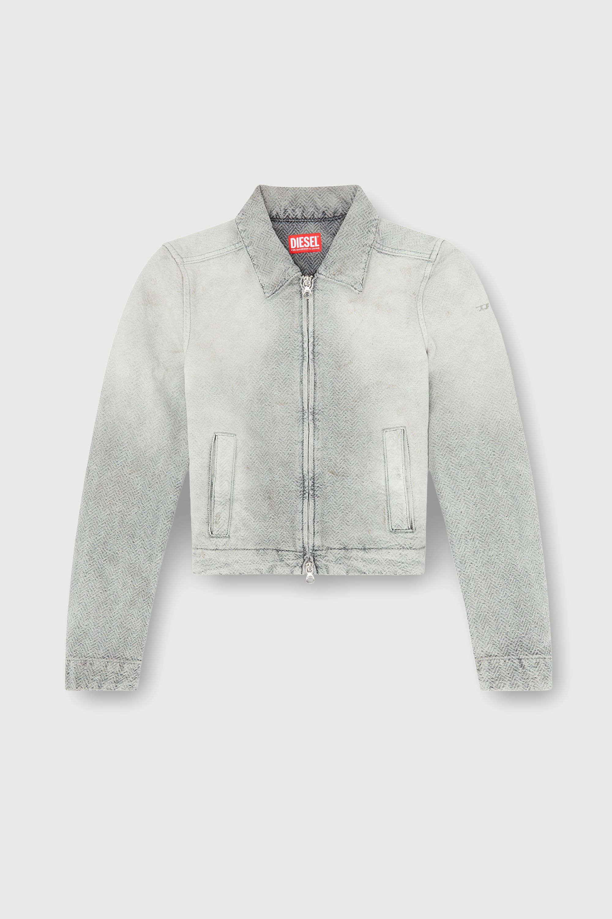 Diesel - DE-CORB, Woman's Jacket in distressed herringbone denim in Grey - 1