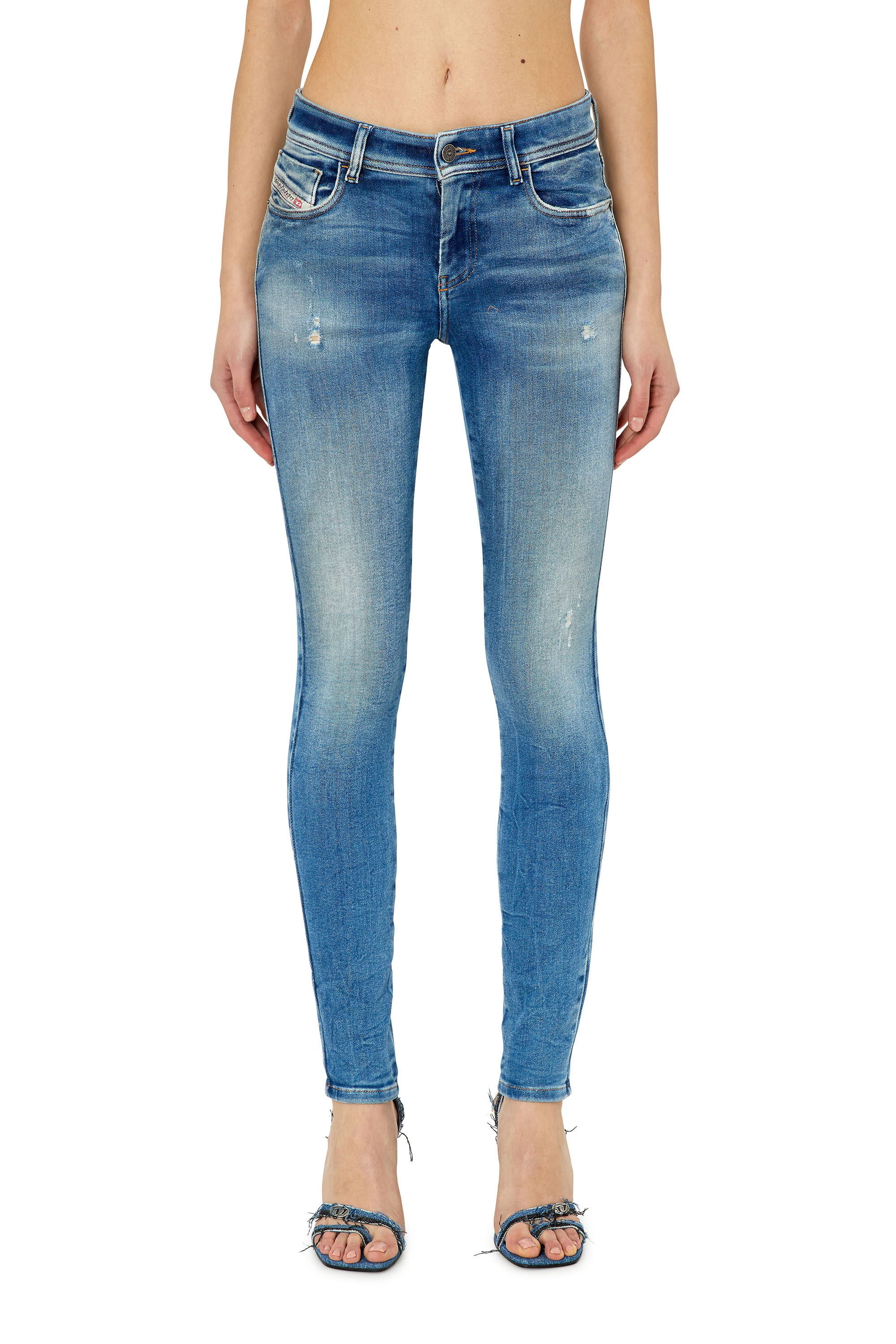 Diesel - 2017 Slandy 09E91 Super skinny Jeans, Light Blue - Image 1