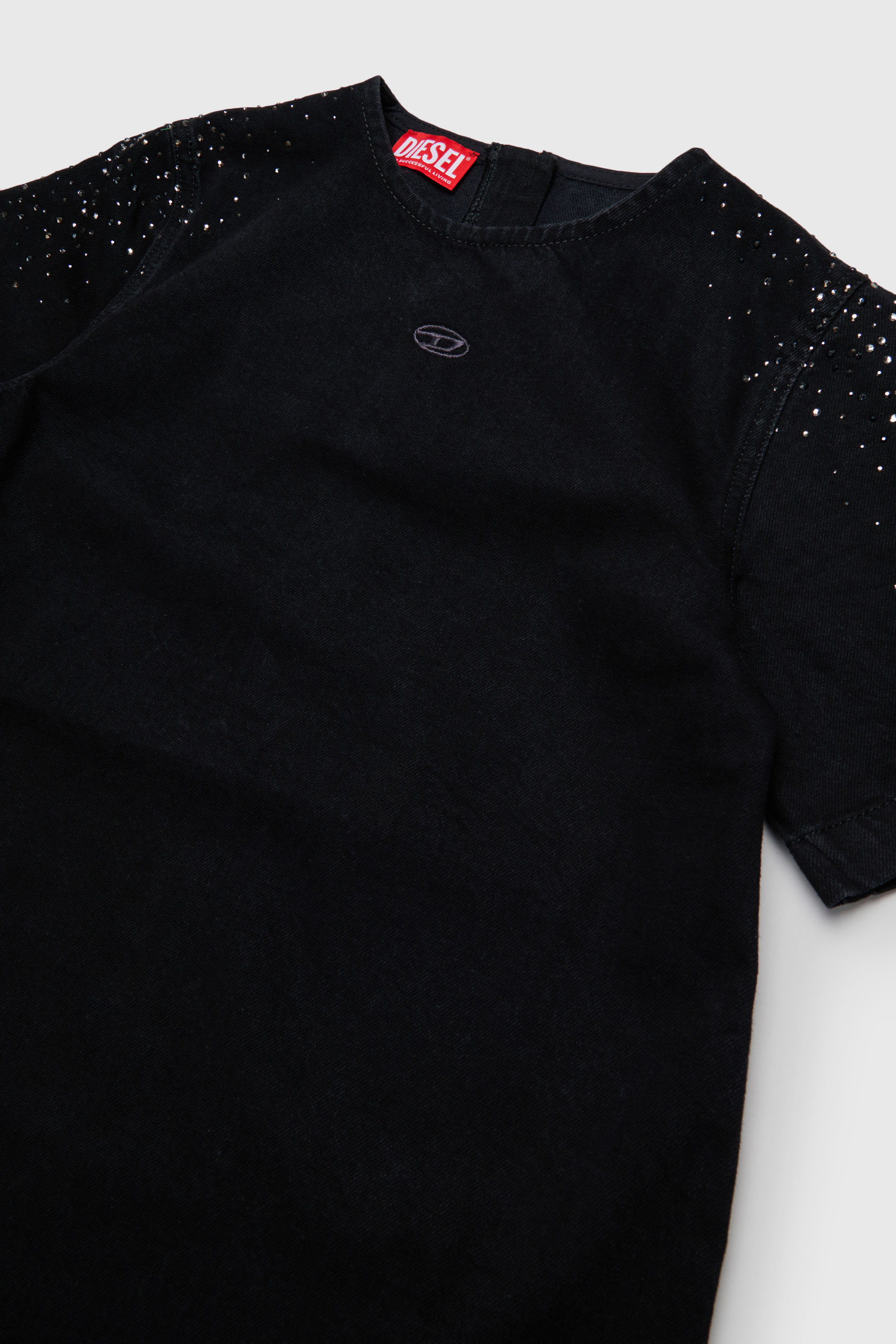Diesel - DILBY, Woman's Rhinestone-embellished T-shirt dress in Black/Dark grey - 3