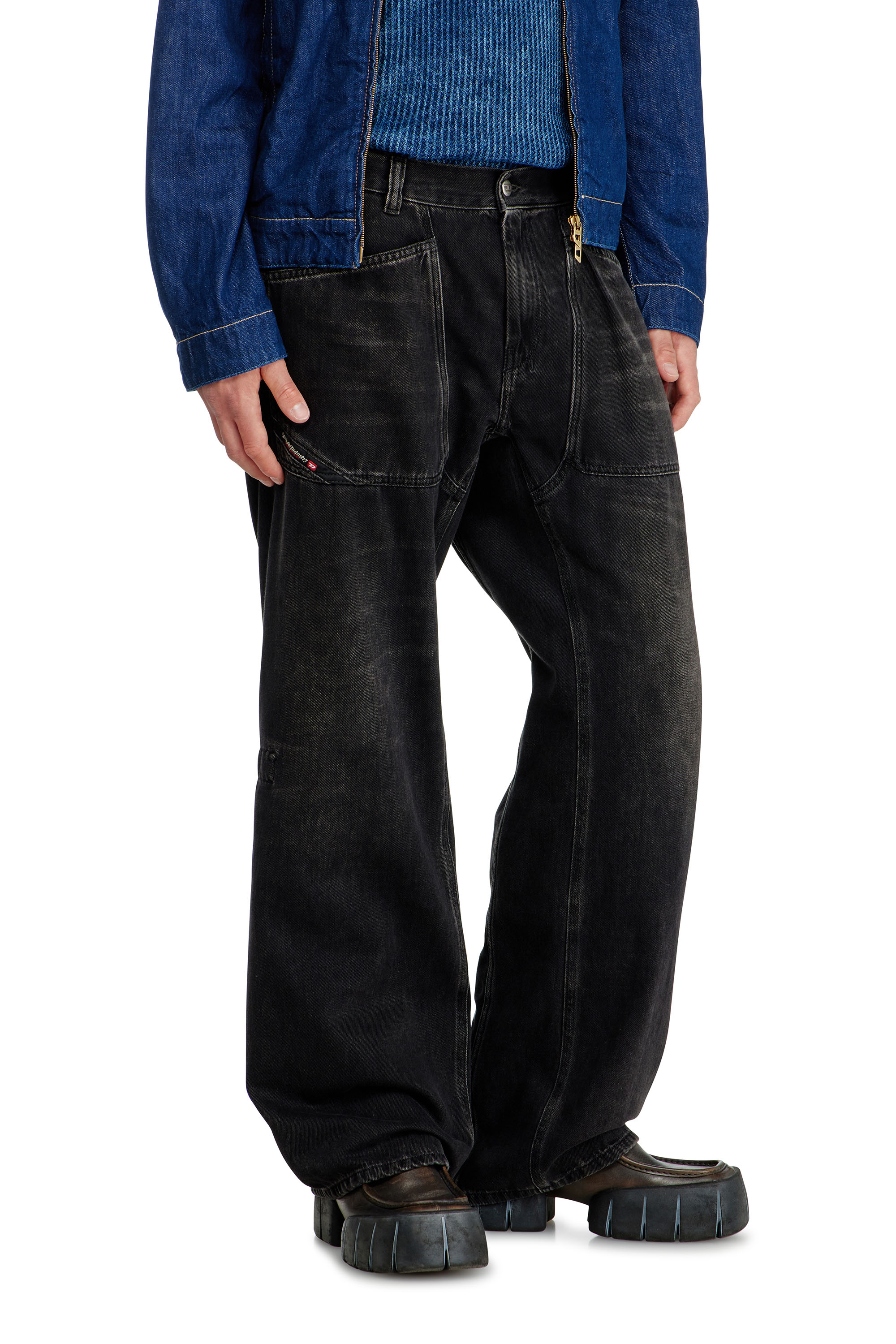 DIESEL Straight Jeans D-Rise 09j96 28×30 Men's Relaxed Jeans | Black/Dark grey | Diesel D-Zeta