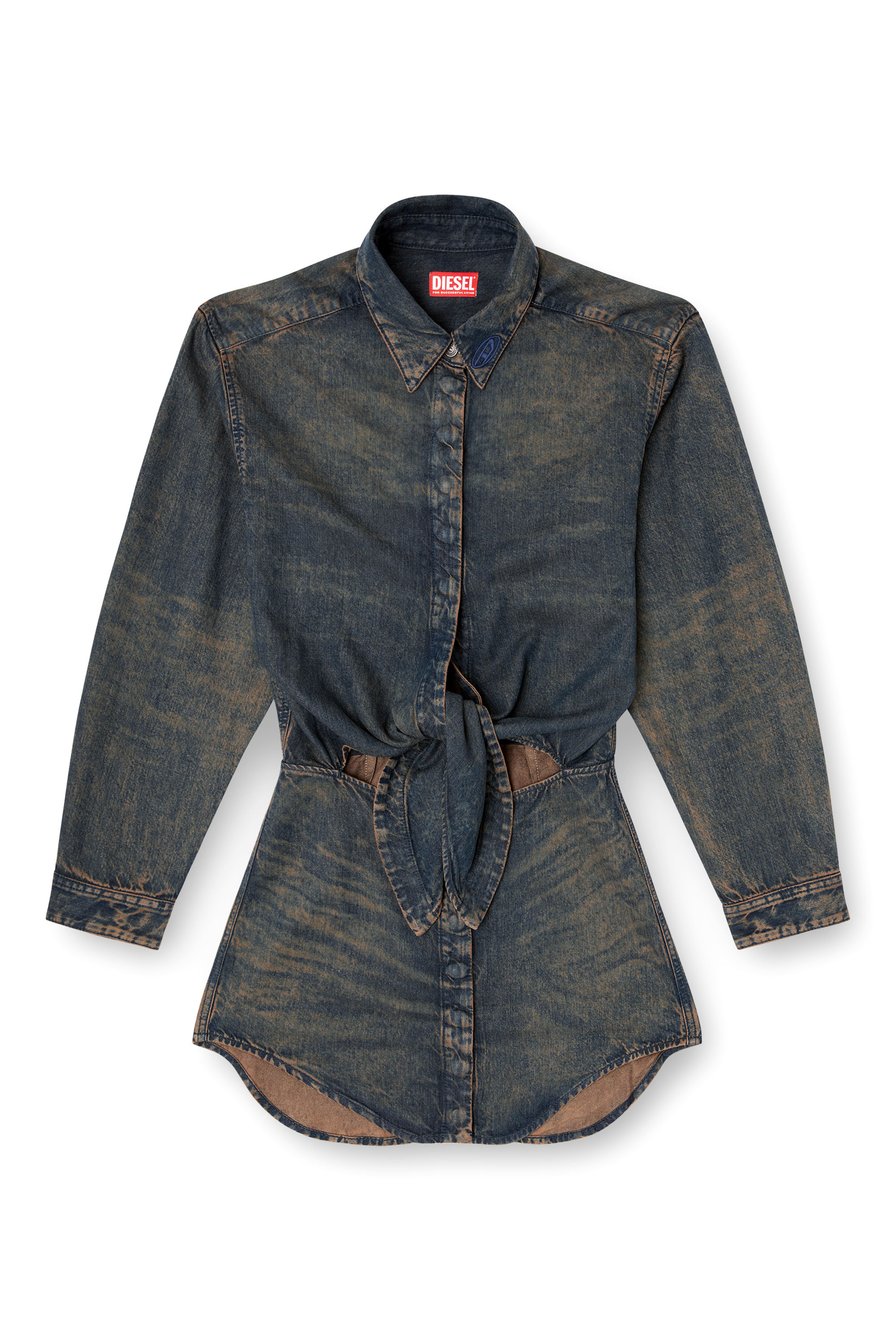 Diesel - DE-SUSAN-S, Woman's Dress in fluid denim in Dark Blue - 4