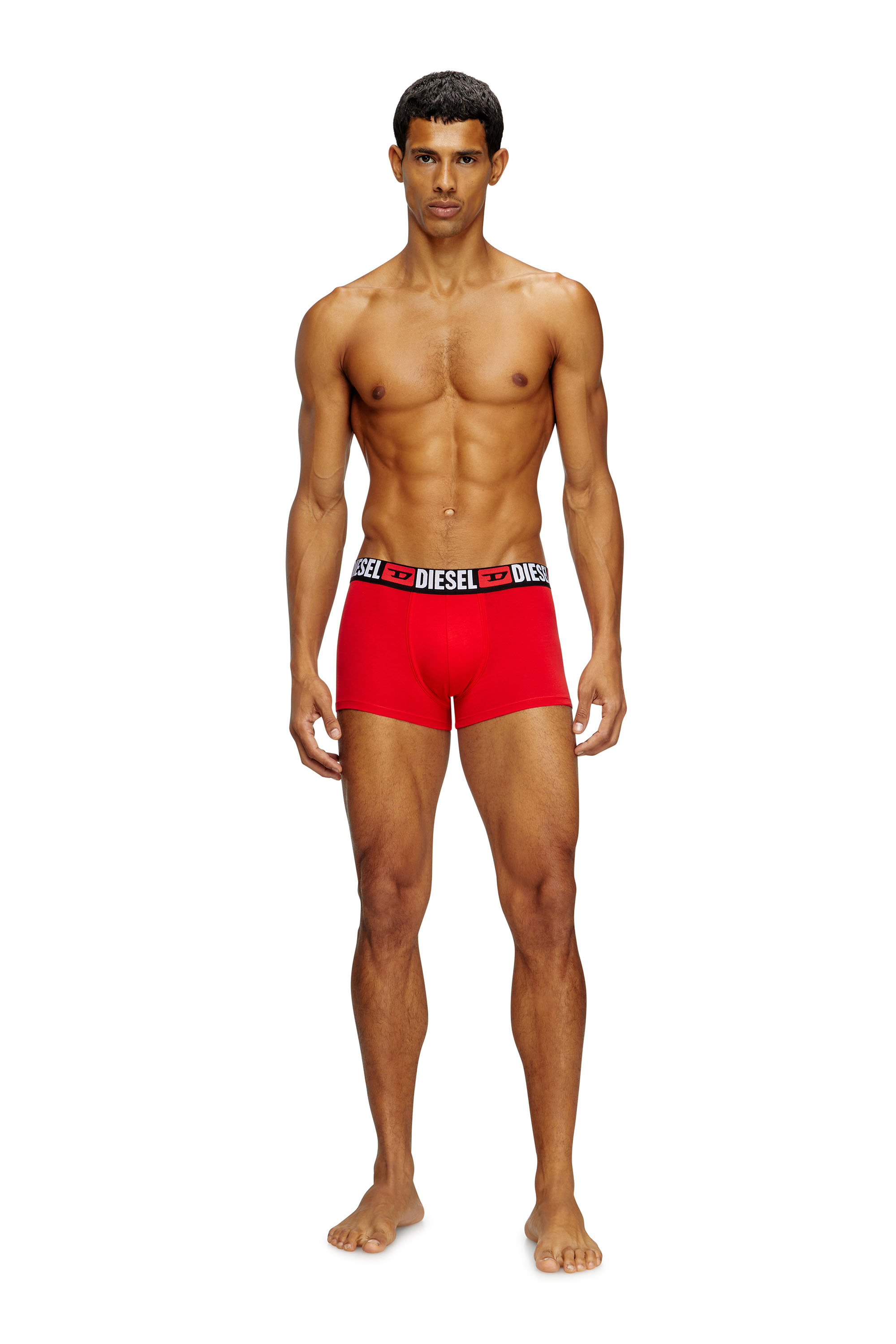 Diesel - UMBX-DAMIENTHREEPACK, Man's Three-pack of all-over logo waist boxers in Red/Grey - 1