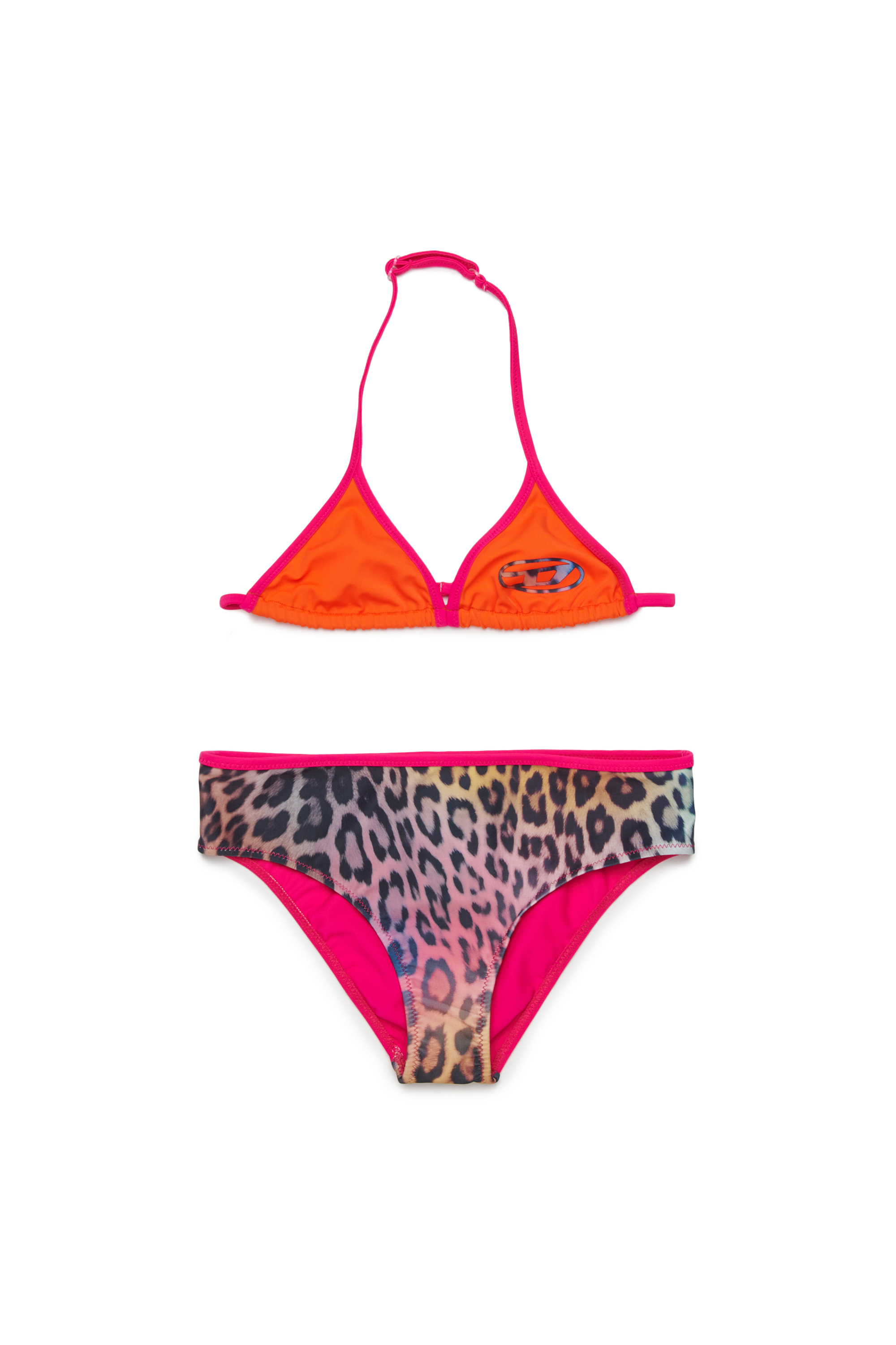 Diesel - MILEY, Woman's Bikini with animalier motifs in Orange/Pink - 1