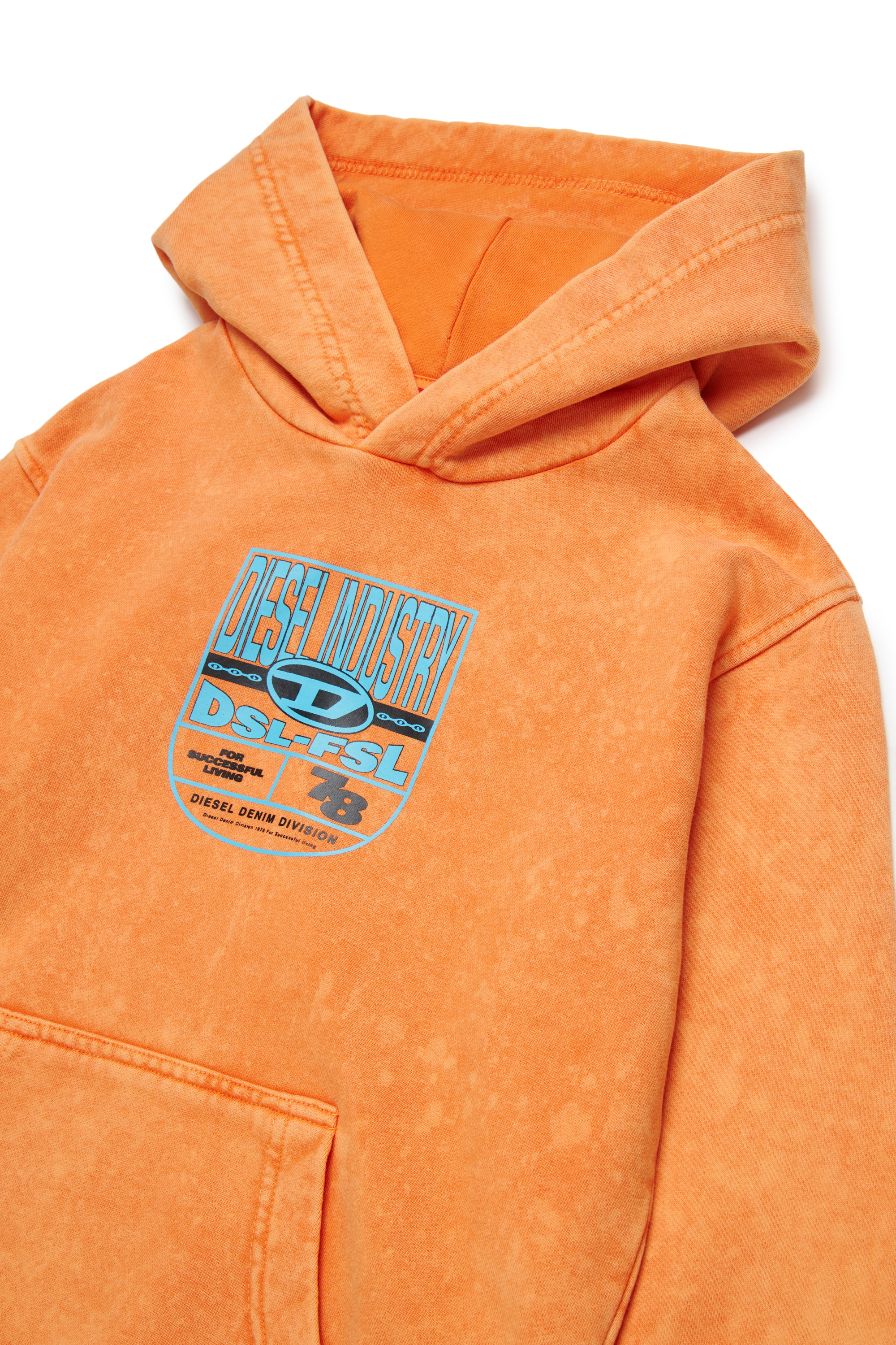 Diesel - SPRIDHOOD OVER, Man's Marbled hoodie with logo graphic in Orange - 3