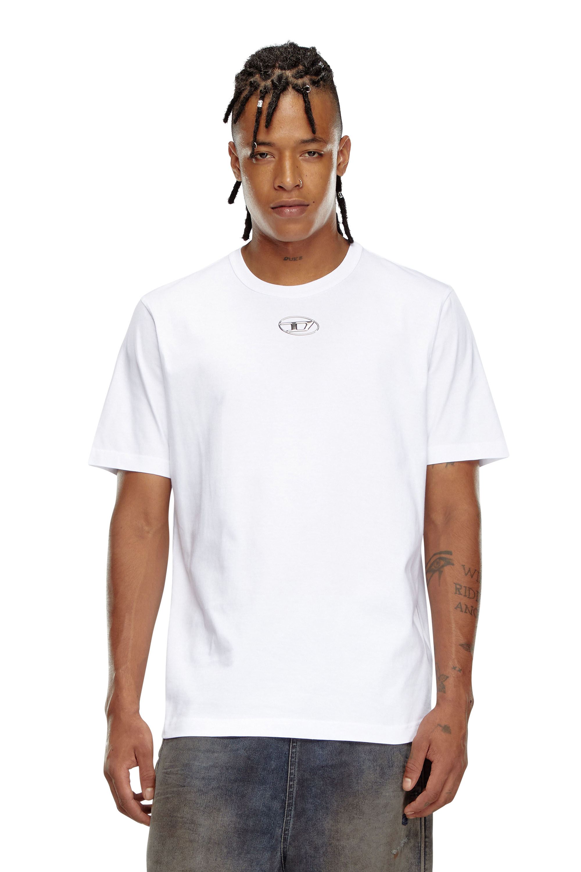 Diesel - T-JUST-OD, Man's T-shirt with injection moulded logo in White - 1