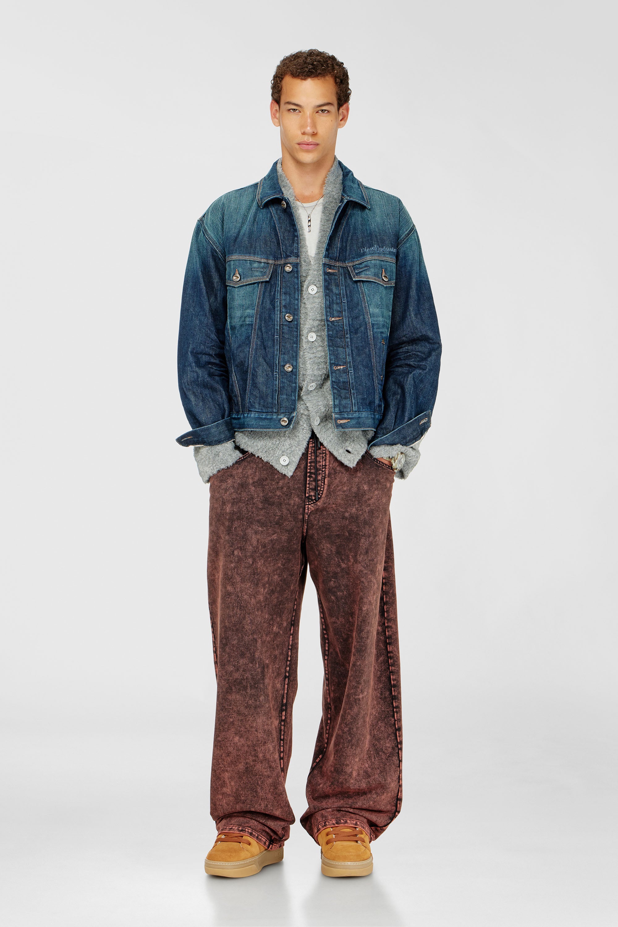 Diesel - P-STUK, Man's Sweatpants with denim effect in Brown - 1