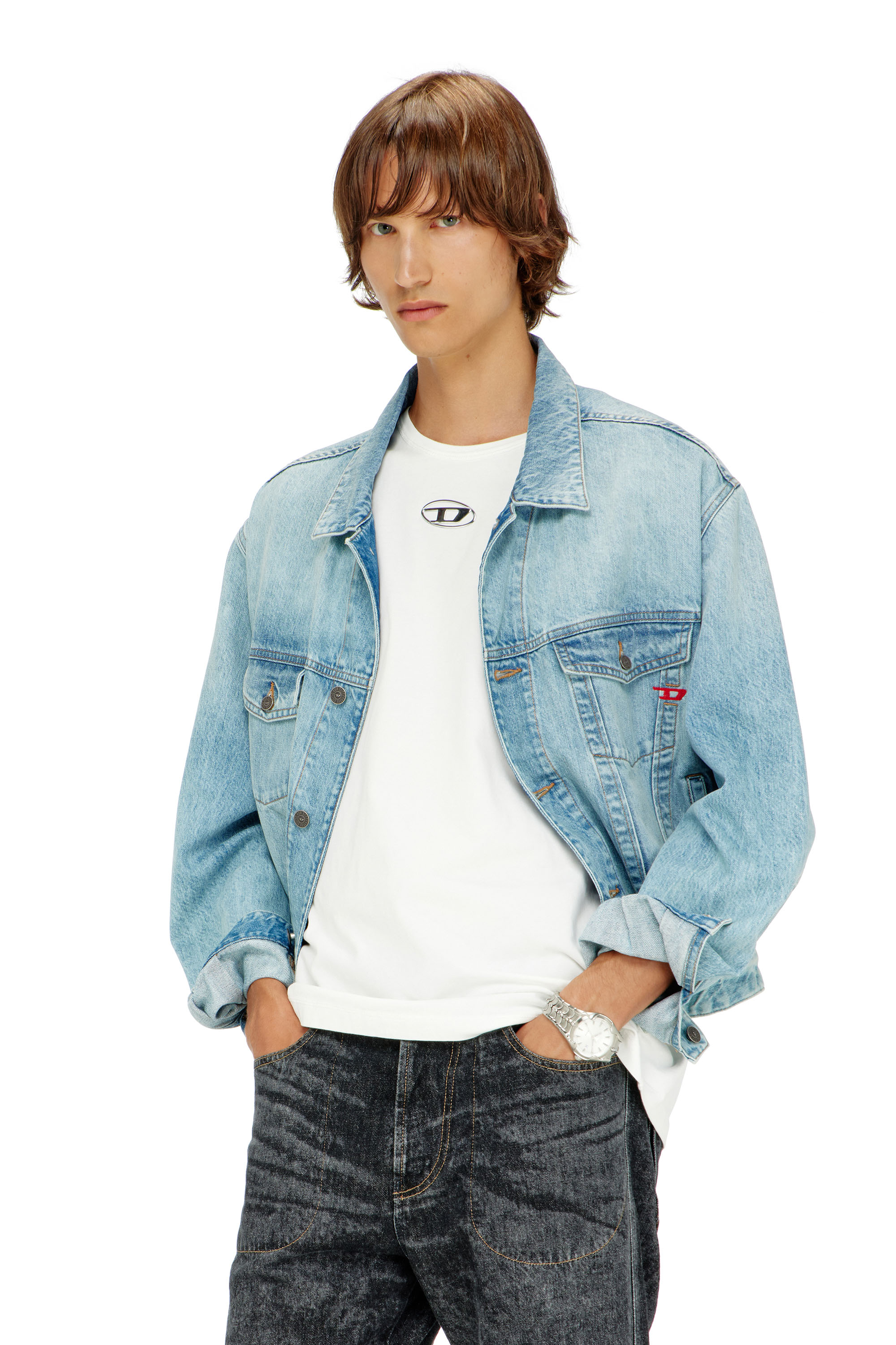 Diesel - T-NORM-IOD, Man's Light cotton T-shirt with metallic Oval D logo in White - 3