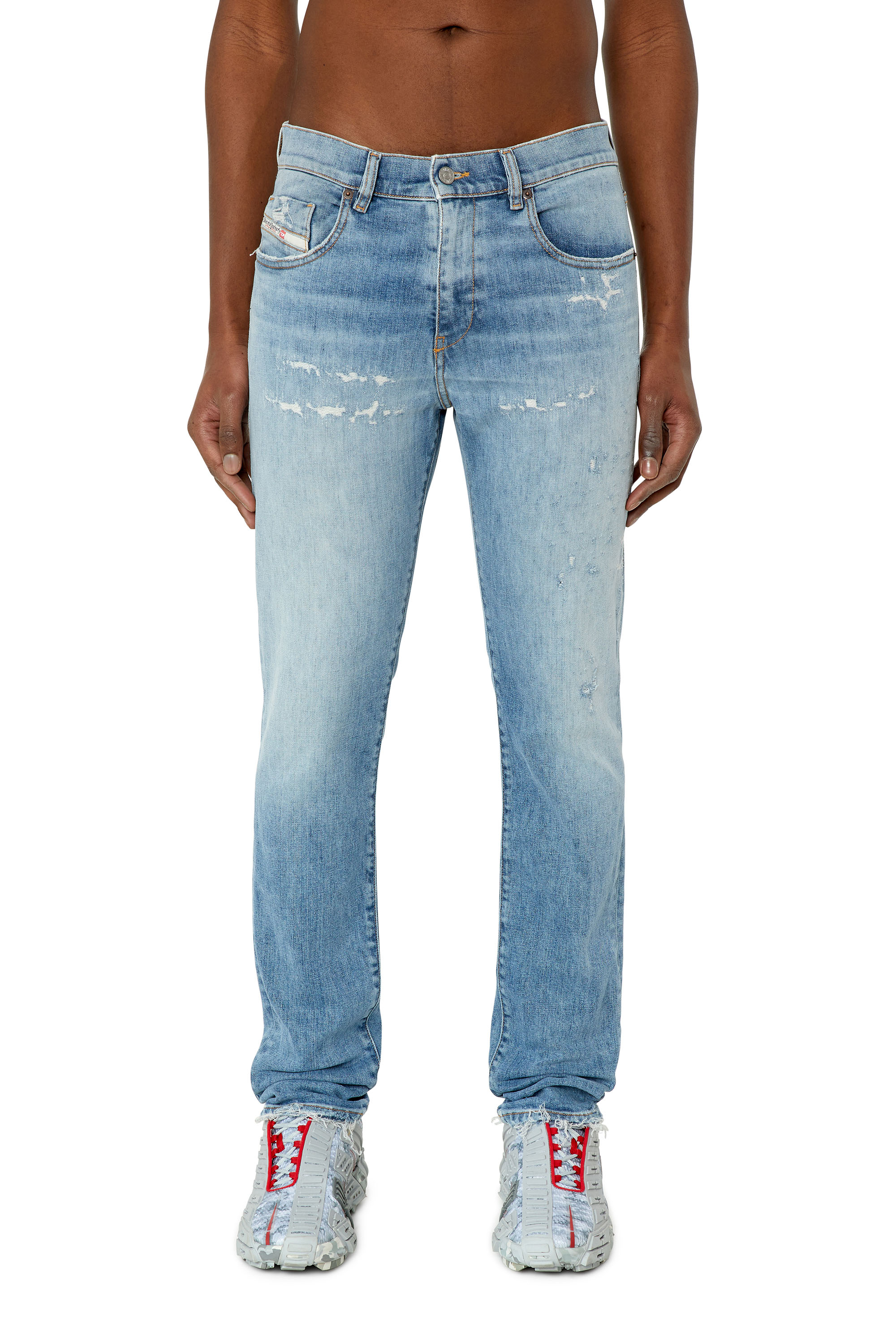 Diesel - 2019 D-Strukt 09E73 Slim Jeans, Light Blue - Image 1